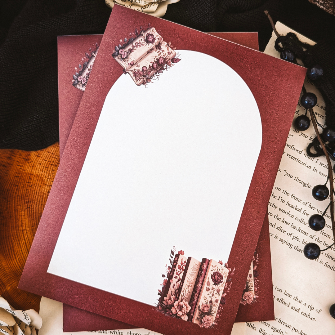 Burgundy Floral Notepad | A5