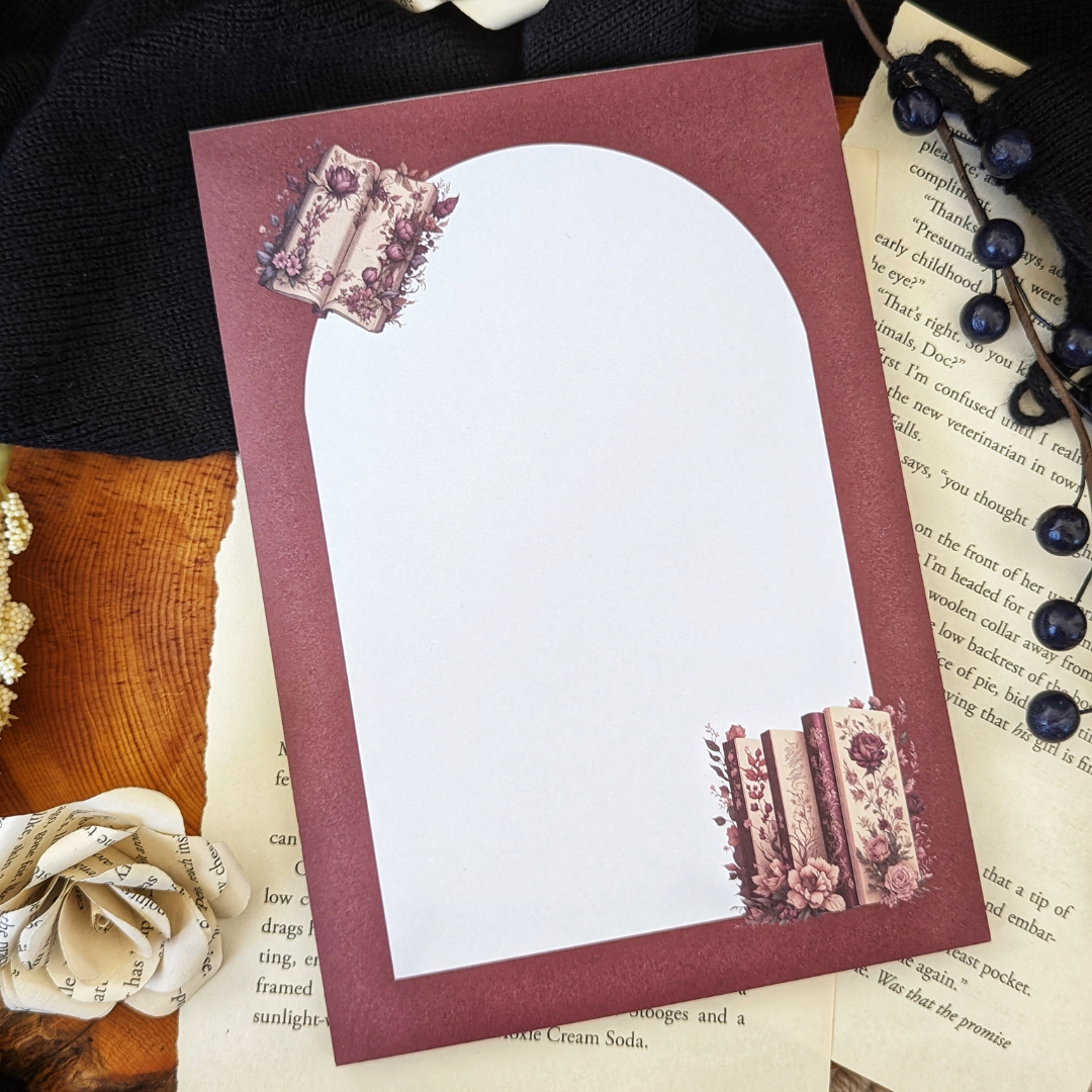 Burgundy Floral Notepad | A5