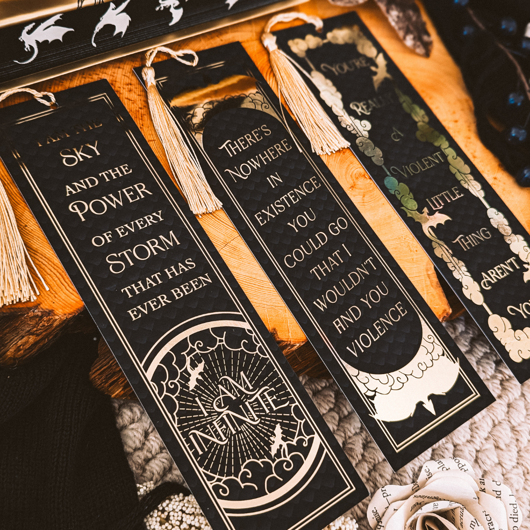 Fourth Wing Gold Foiled Bookmark Set with Tassels | Fourth Wing | Rebecca Yarros | Officially Licensed