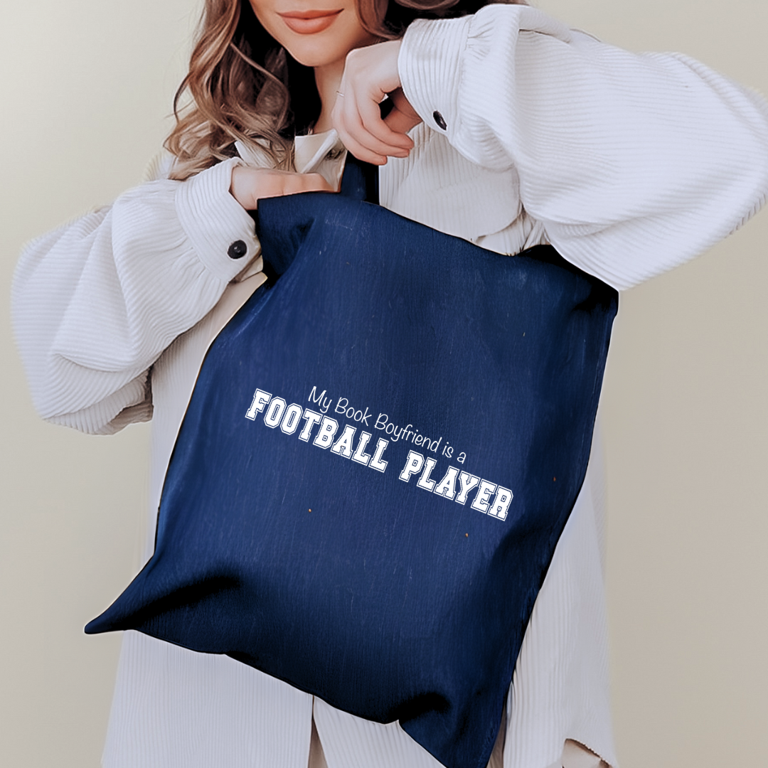 My Book Boyfriend is a Football Player Denim Tote Bag