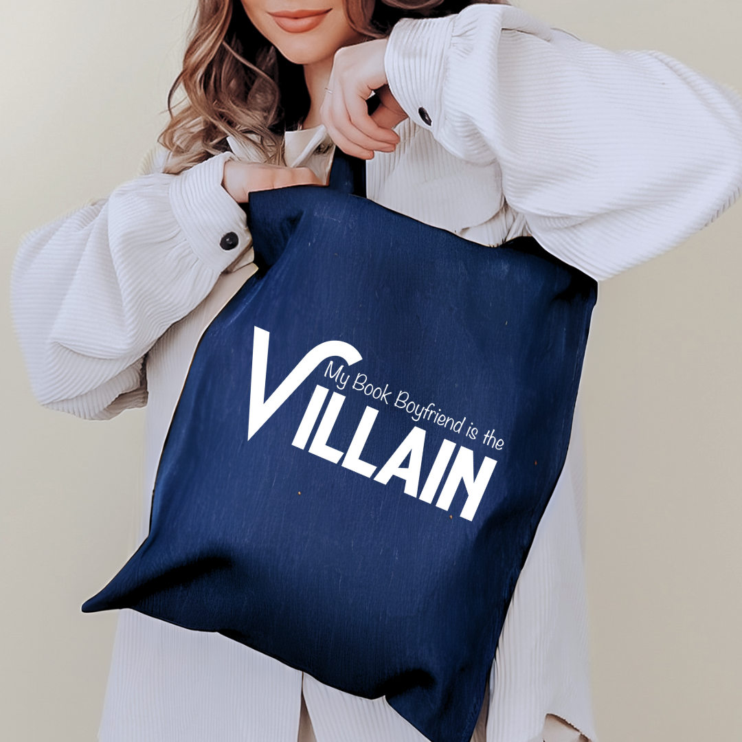 My Book Boyfriend is a Villain Denim Tote Bag