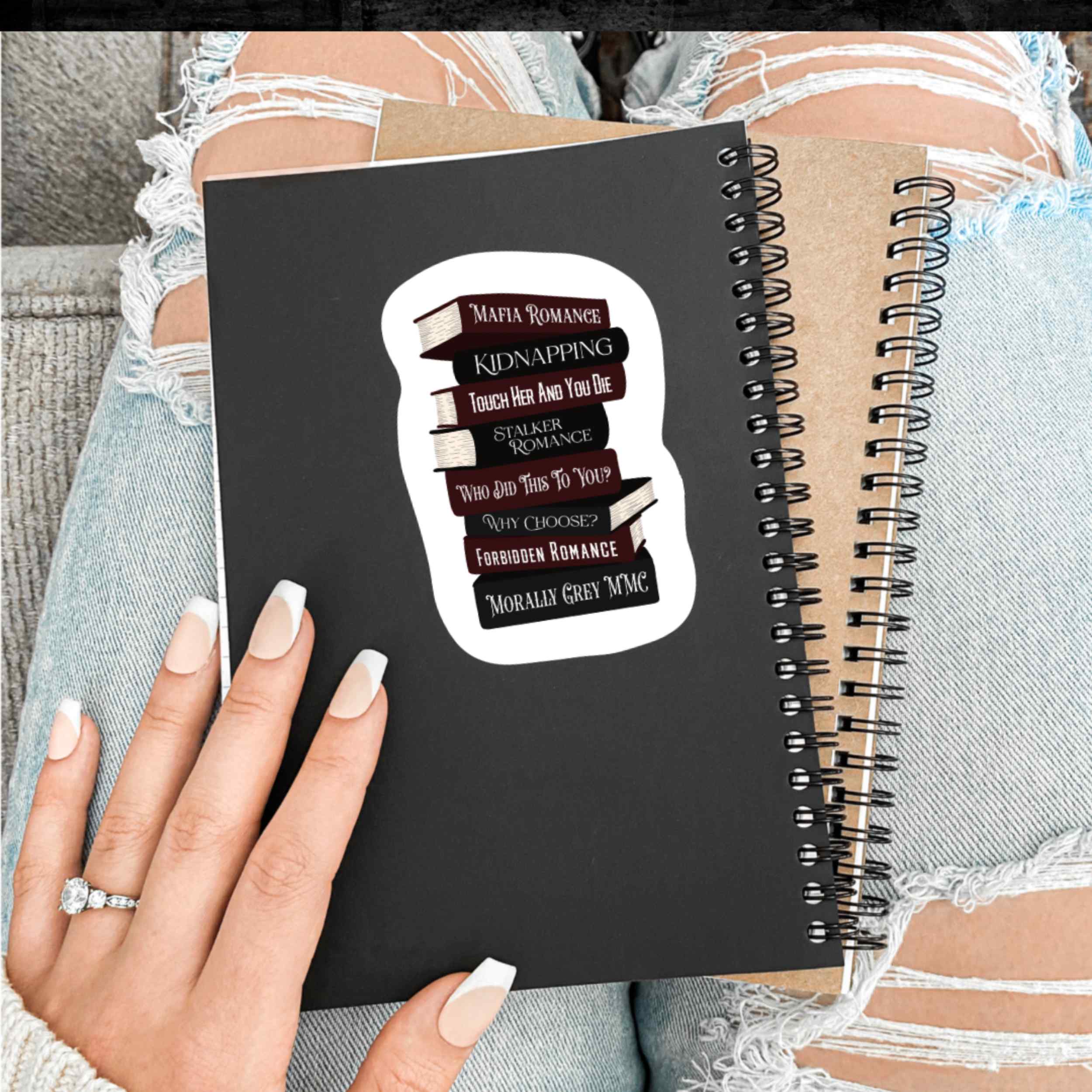 Dark Romance Trope Stack Vinyl Sticker