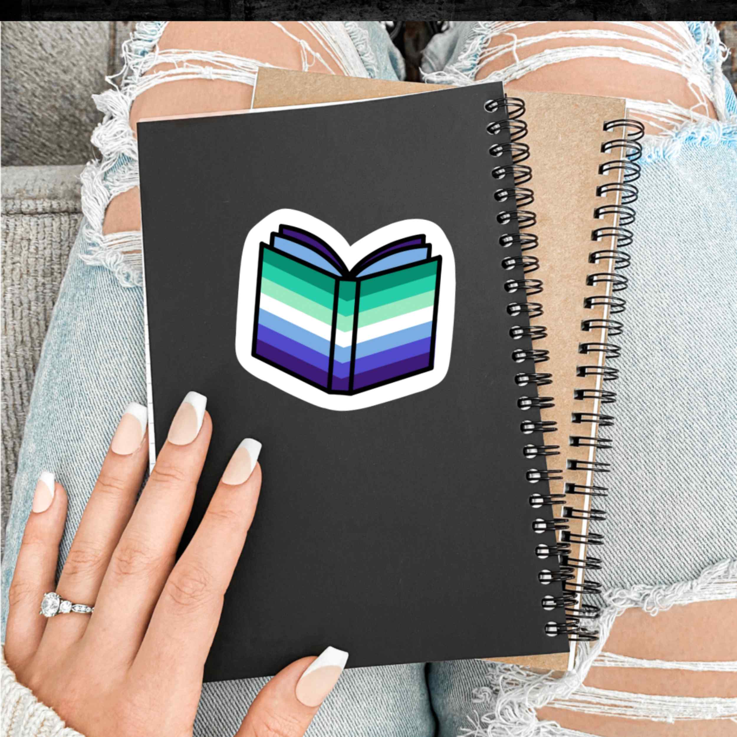 Gay Mens Pride Flag Book Vinyl Sticker