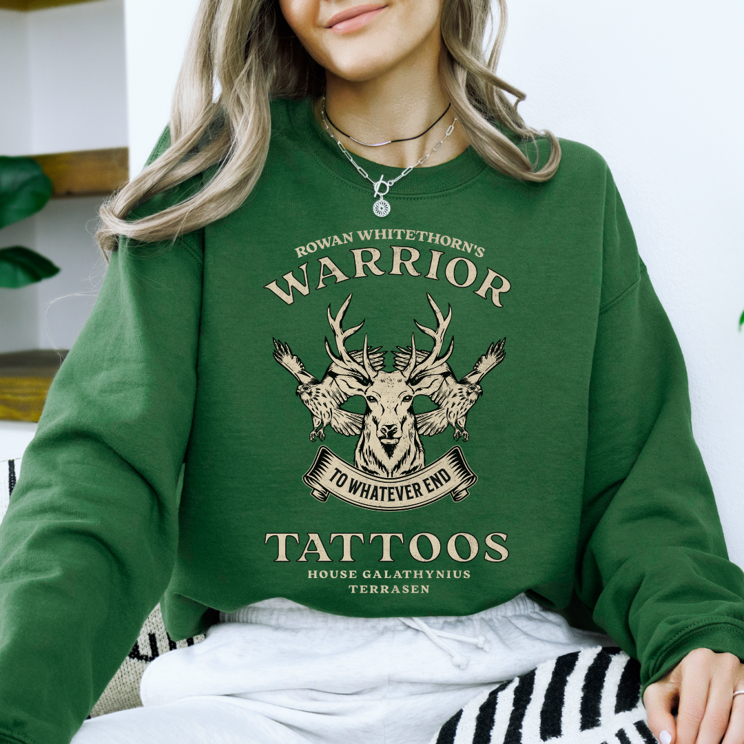 Rowan's Warrior Tattoos Sweatshirt Green | Throne of Glass | Sarah J Maas | Officially Licensed