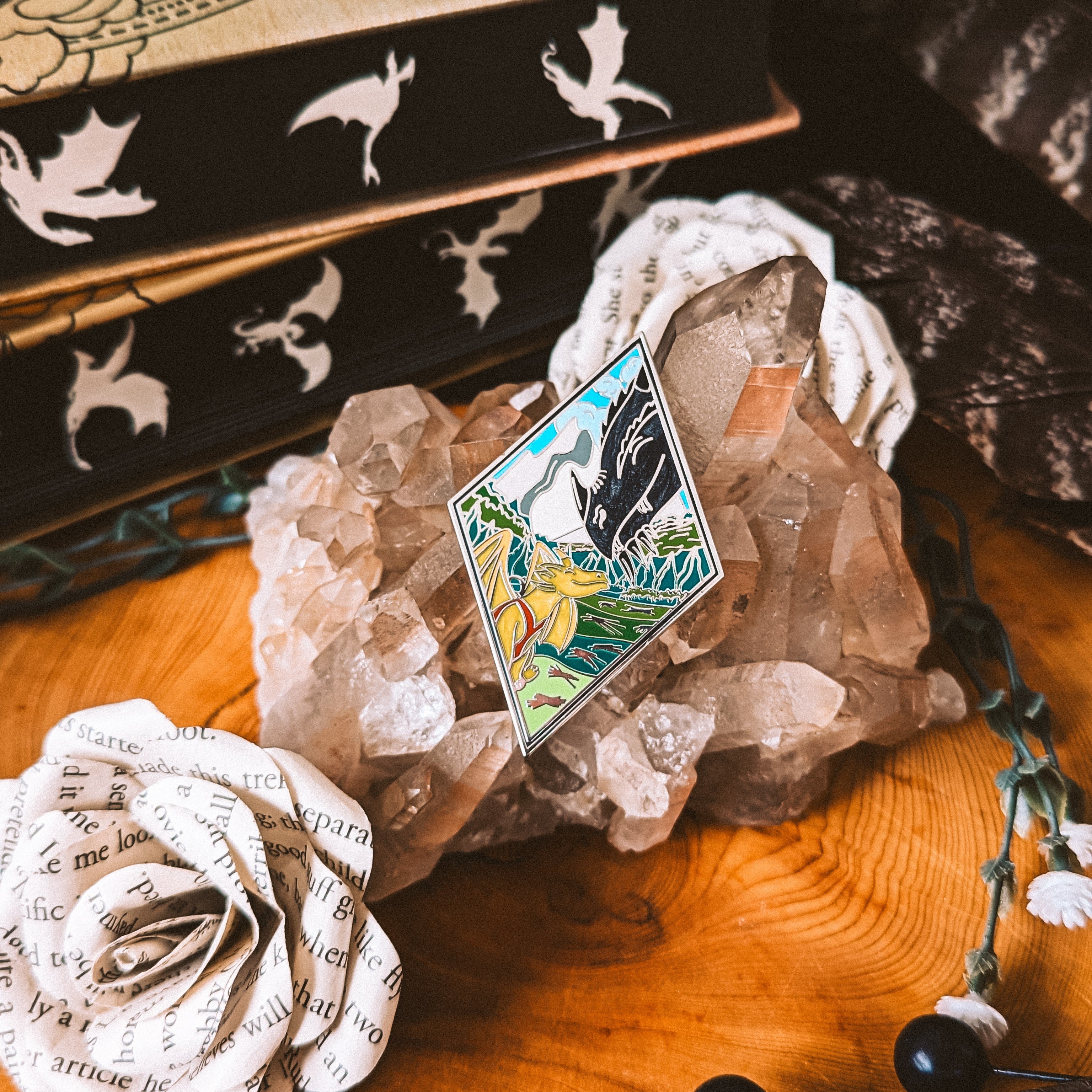 Tairn & Andarna Enamel Pin | Silver | Fourth Wing Officially Licensed