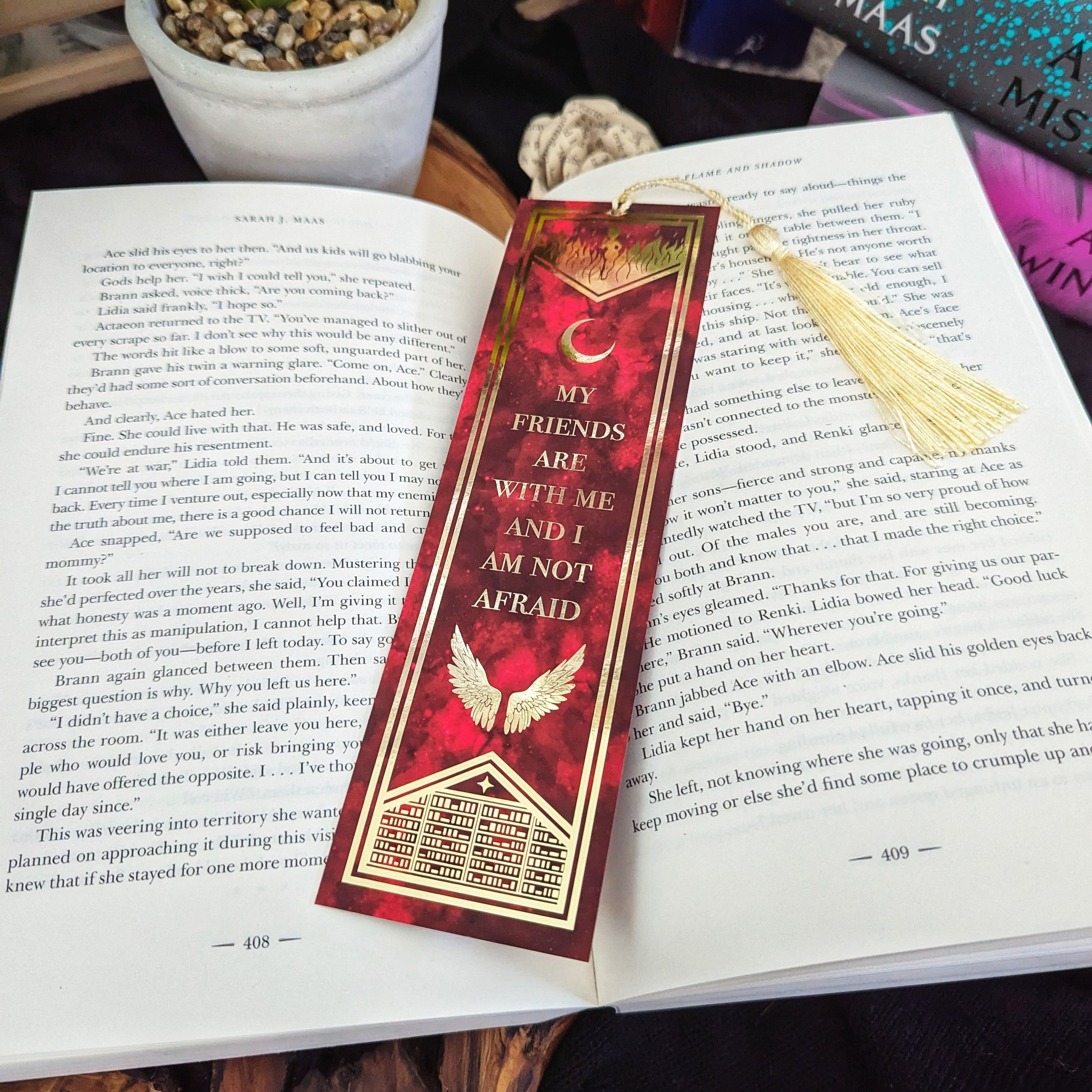 My Friends Are With Me Gold Foiled Bookmark with Tassel | Crescent City | Sarah J Maas | Officially Licensed