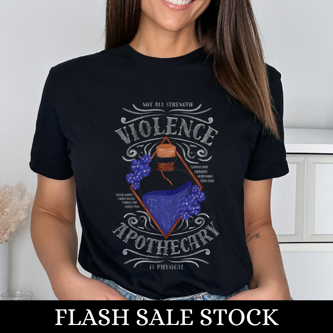 Violence Apothecary T-Shirt | Flash Sale | Fourth Wing | Rebecca Yarros | Officially Licensed