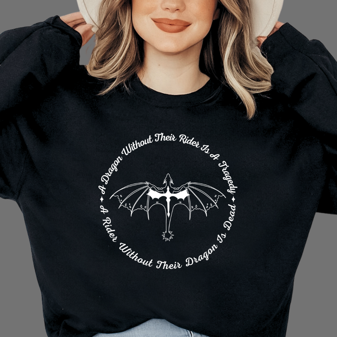A Dragon Without Their Rider Printed Sweatshirt | Fourth Wing | Rebecca Yarros | Officially Licensed