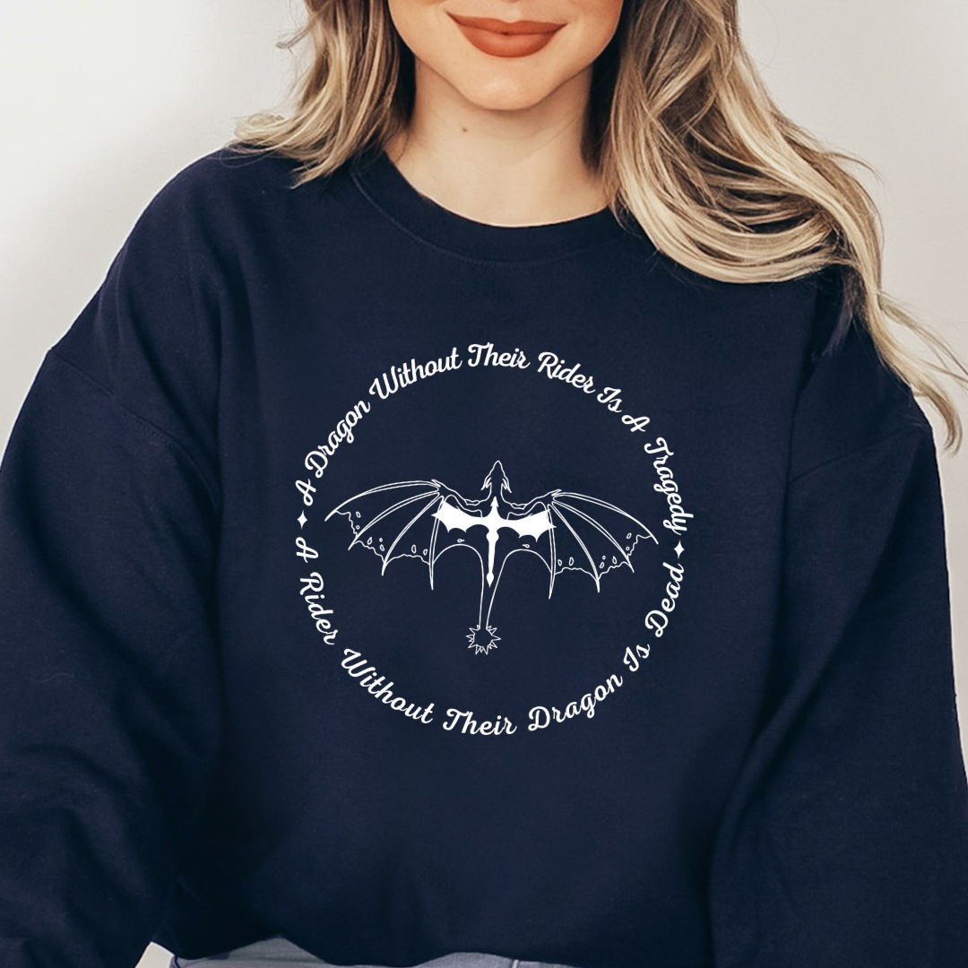 A Dragon Without Their Rider Printed Sweatshirt | Fourth Wing | Rebecca Yarros | Officially Licensed