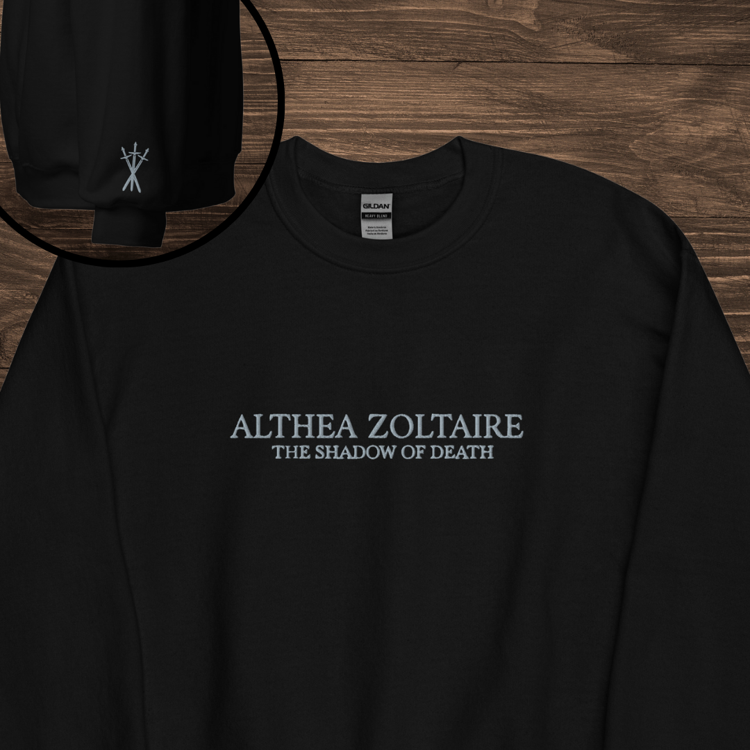 Althea Zoltaire Embroidered Sweatshirt Black | The Legends of Thezmarr | Helen Scheuerer | Officially Licensed