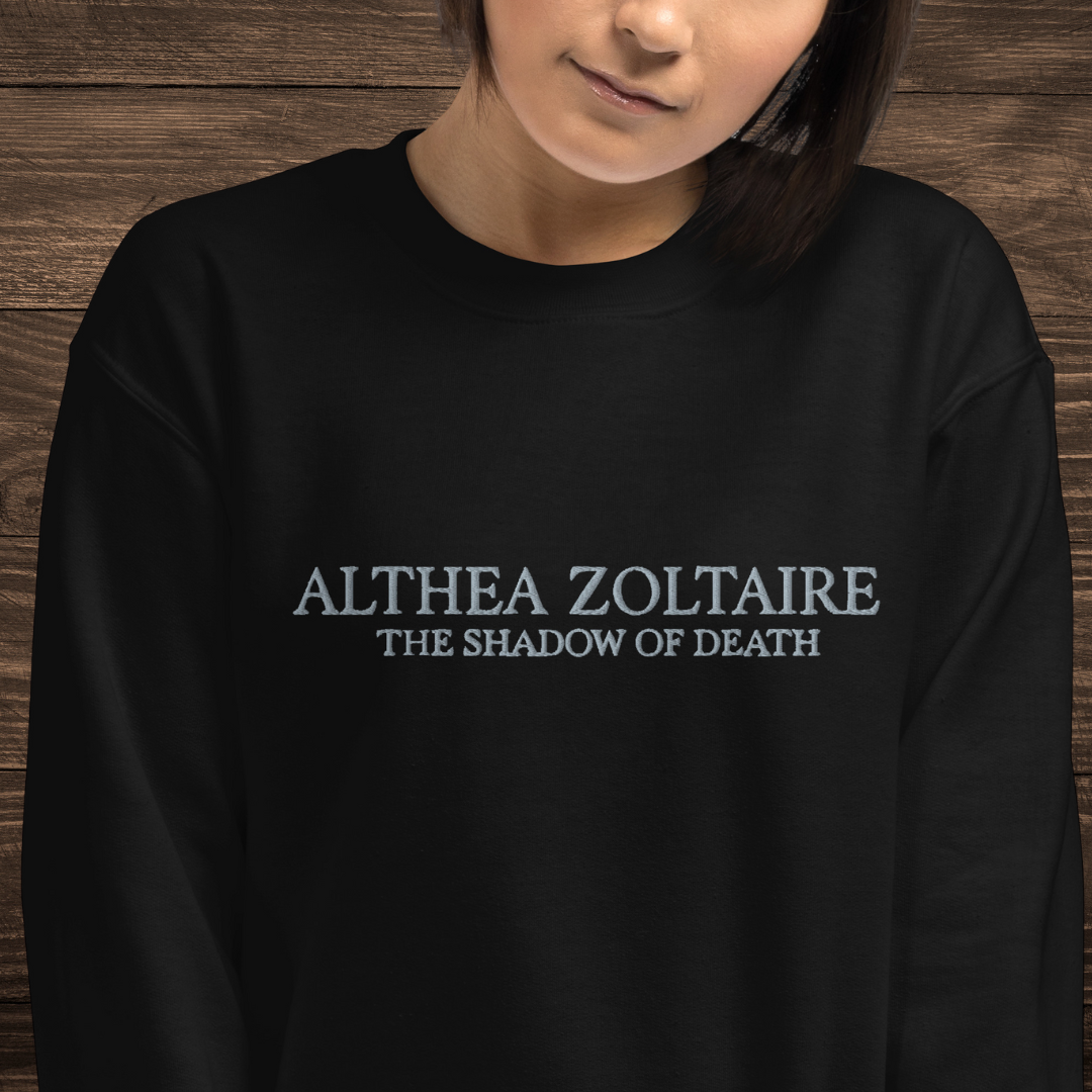 Althea Zoltaire Embroidered Sweatshirt Black | The Legends of Thezmarr | Helen Scheuerer | Officially Licensed