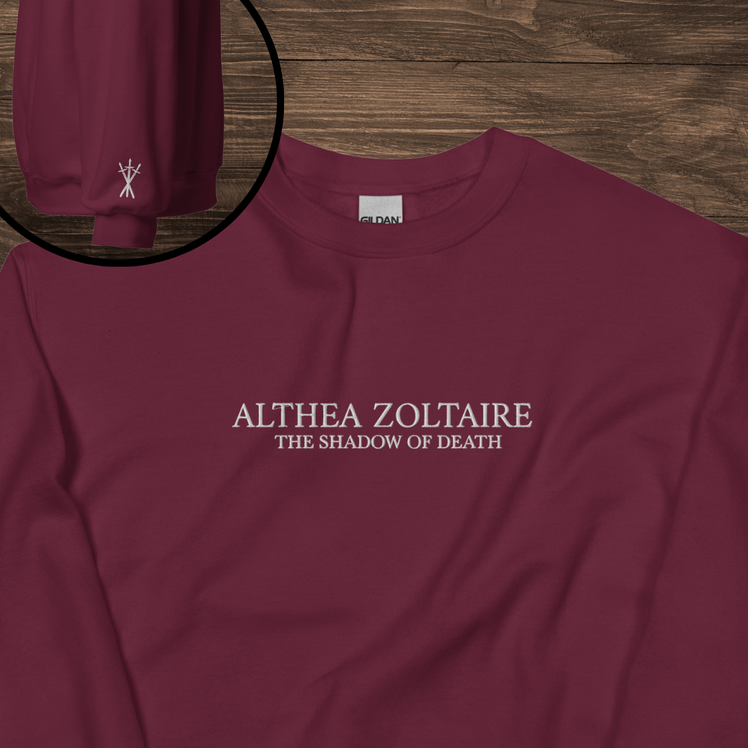 Althea Zoltaire Embroidered Sweatshirt Maroon | The Legends of Thezmarr | Helen Scheuerer | Officially Licensed