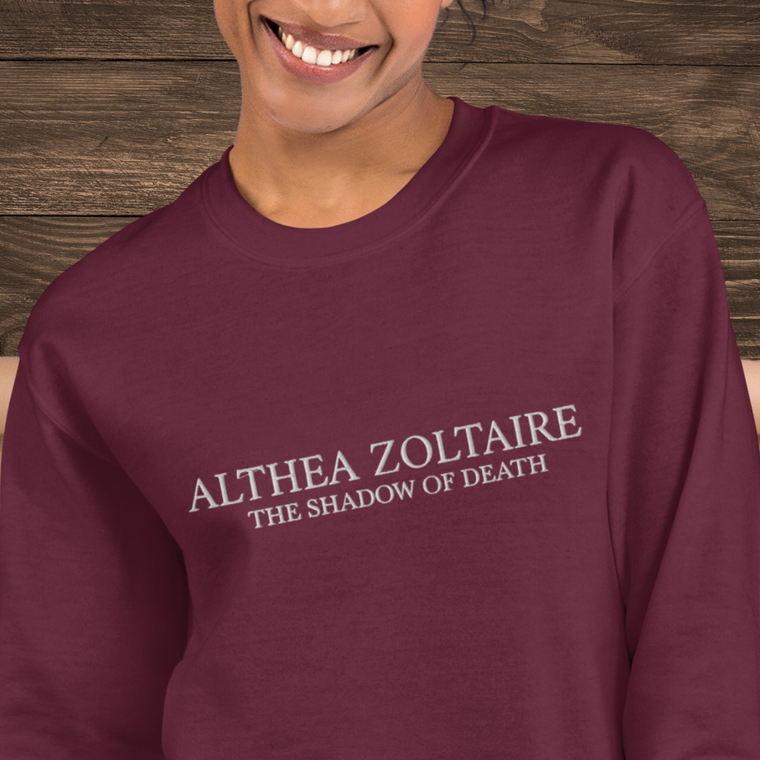 Althea Zoltaire Embroidered Sweatshirt Maroon | The Legends of Thezmarr | Helen Scheuerer | Officially Licensed