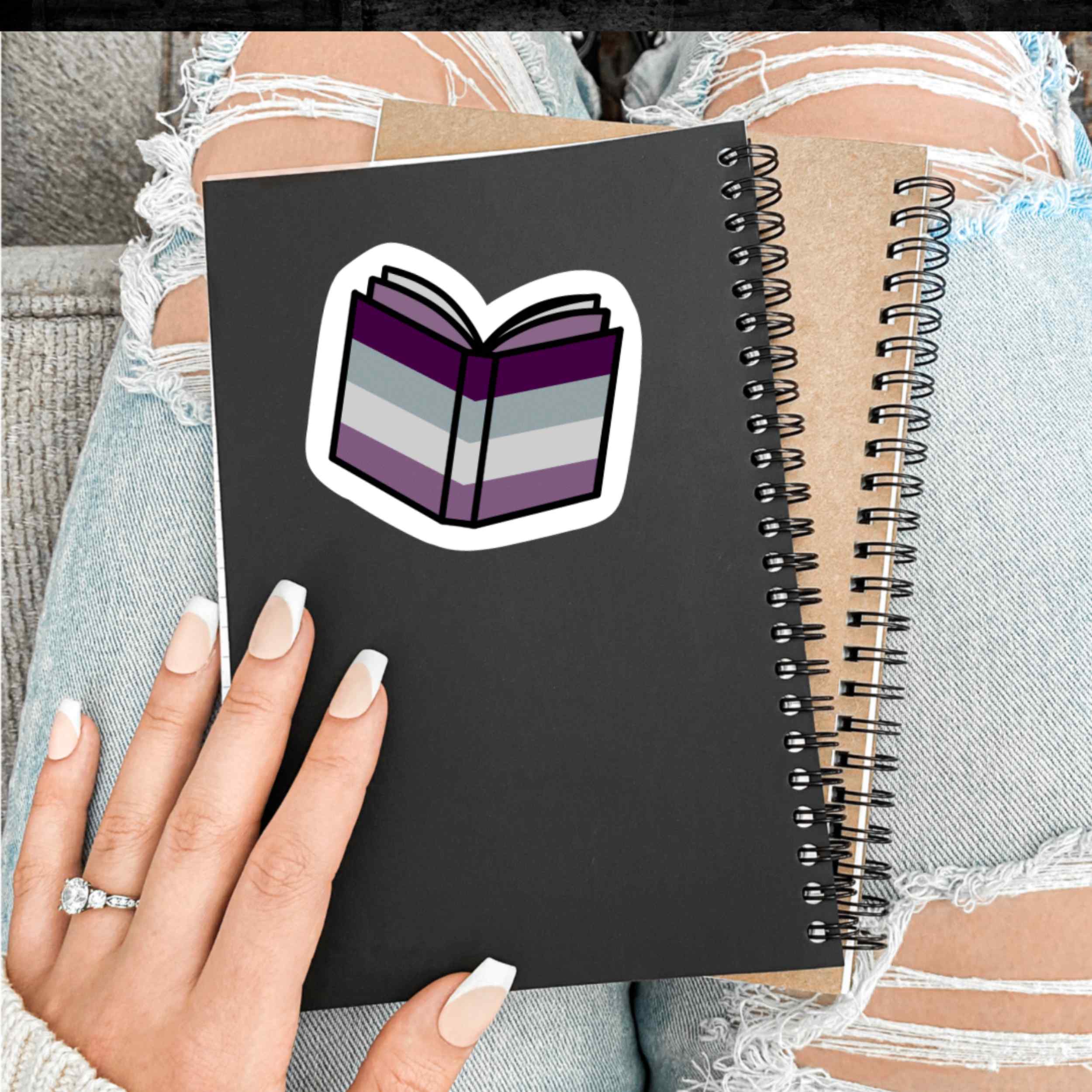 Asexual Pride Flag Book Vinyl Sticker
