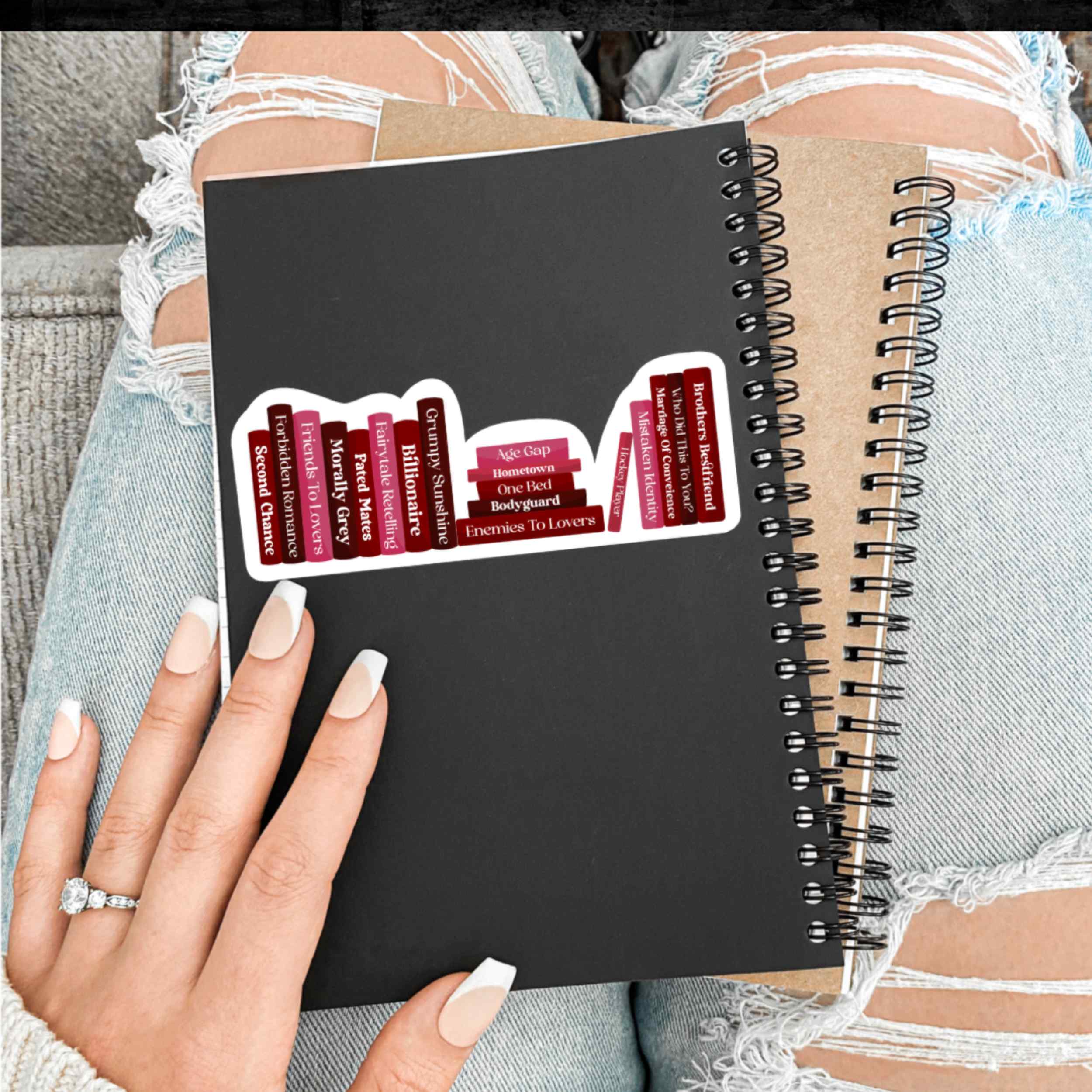 Pink Book Trope Shelf Vinyl Sticker
