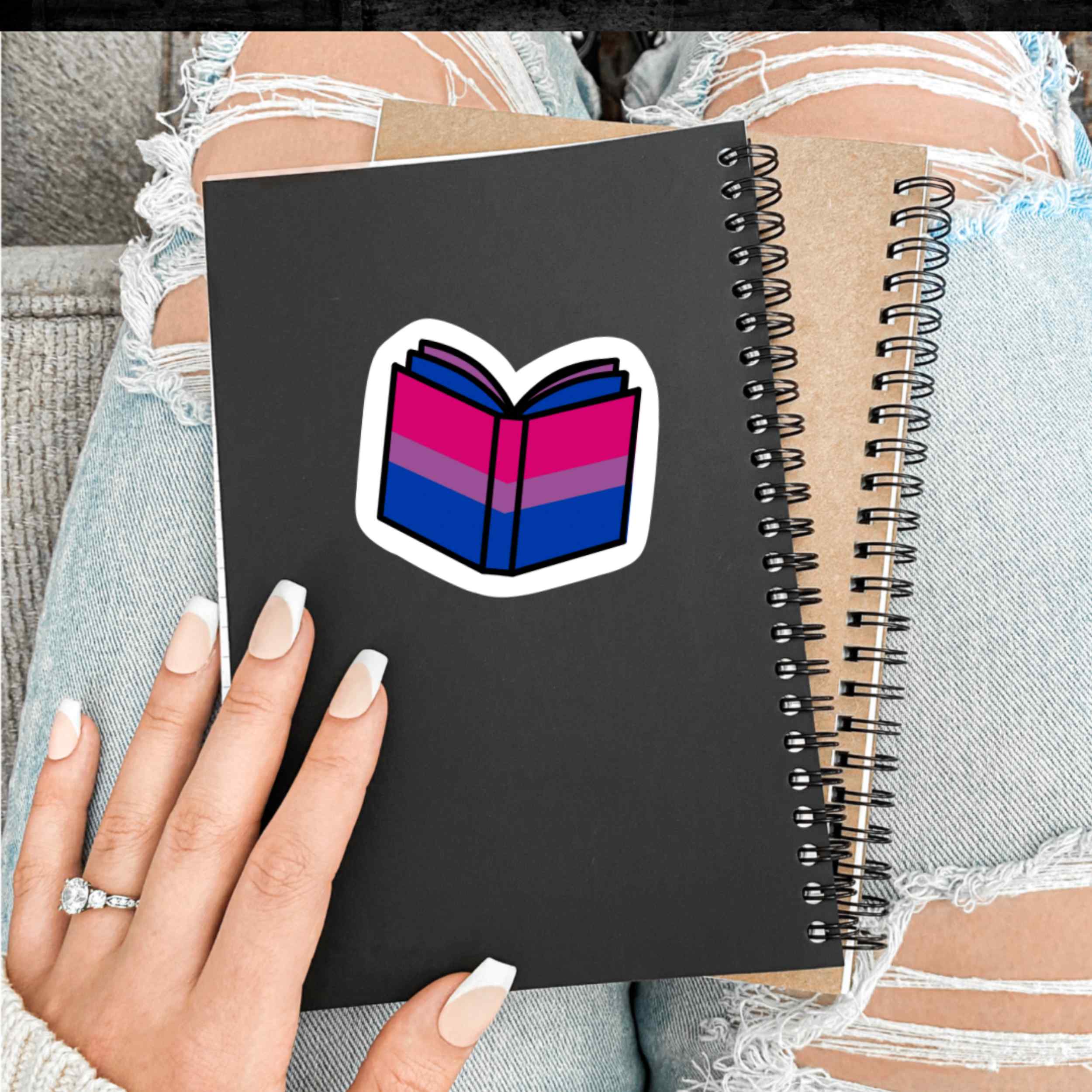 Bisexual Pride Flag Book Vinyl Sticker