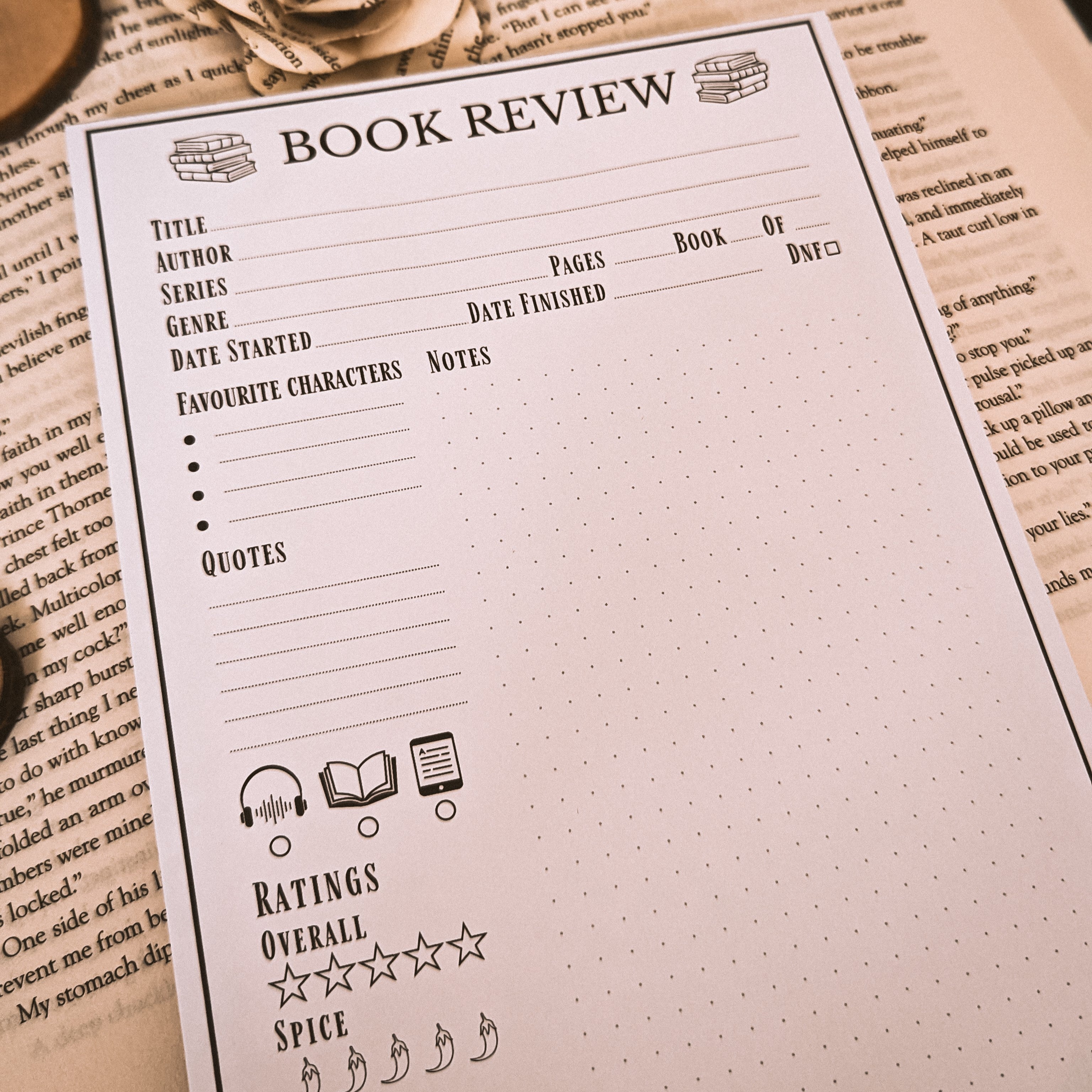 Book Review Notepad Line Border | A5