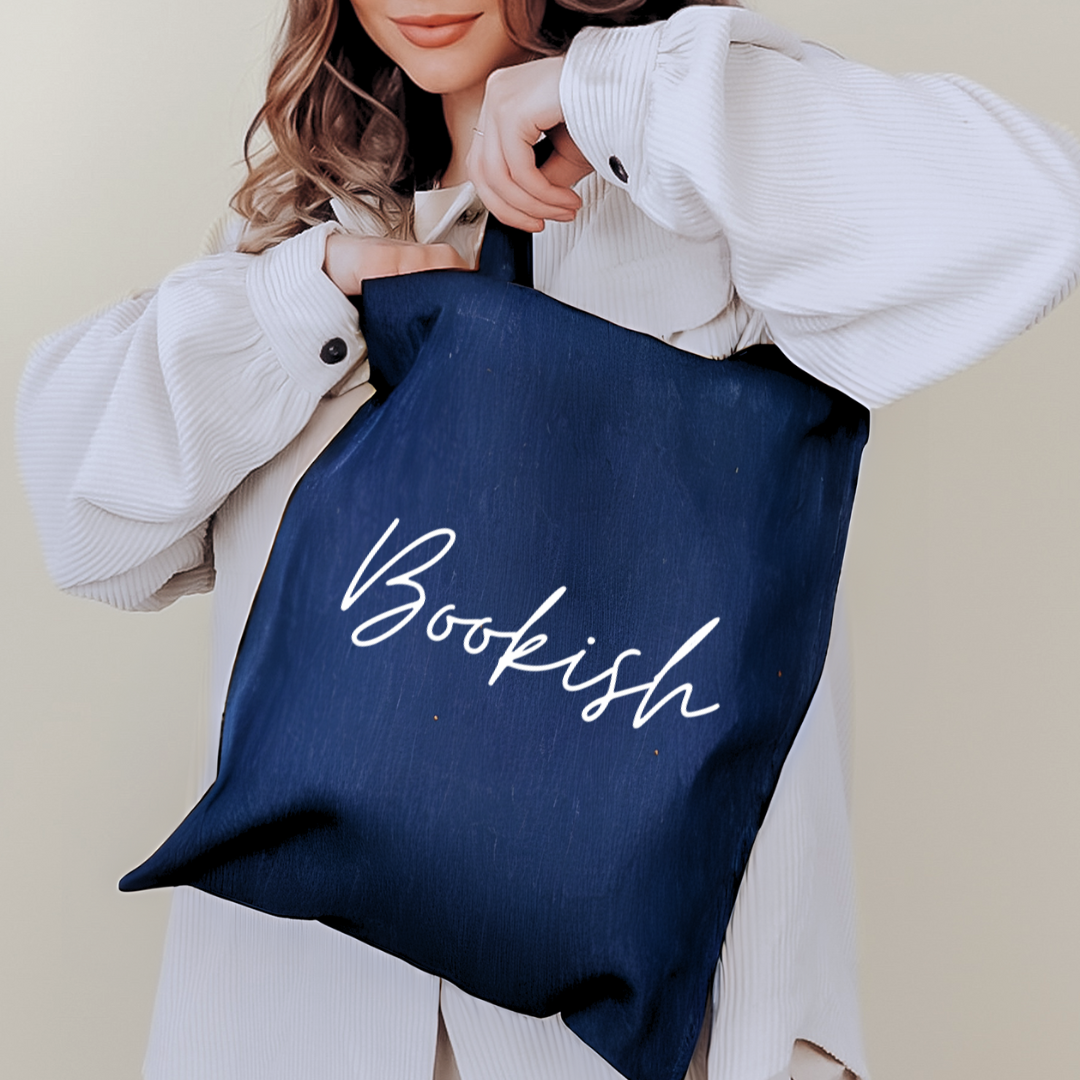Bookish Denim Tote Bag Library Bag