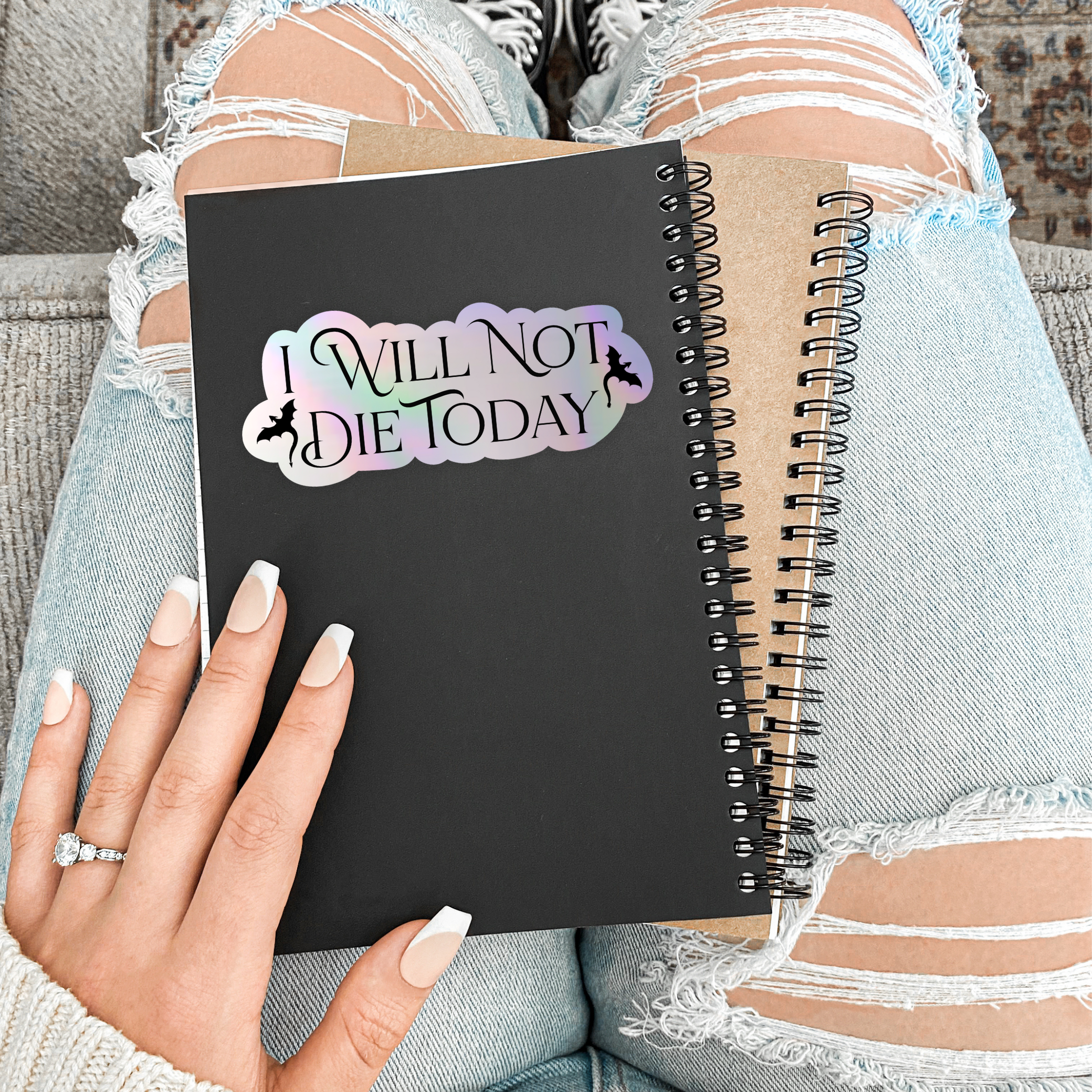 I Will Not Die Today Holographic Sticker | Fourth Wing | Rebecca Yarros | Officially Licensed