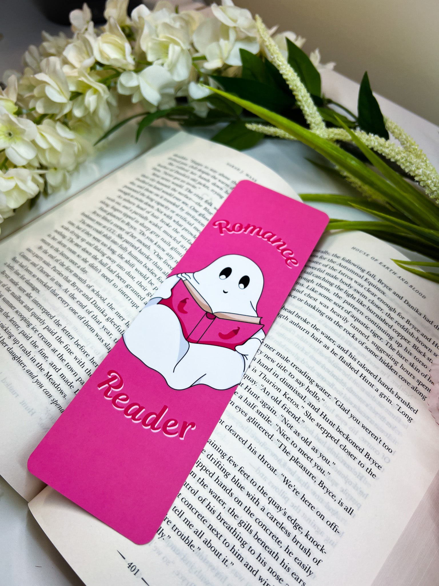 Romance Reader Ghost Bookmark