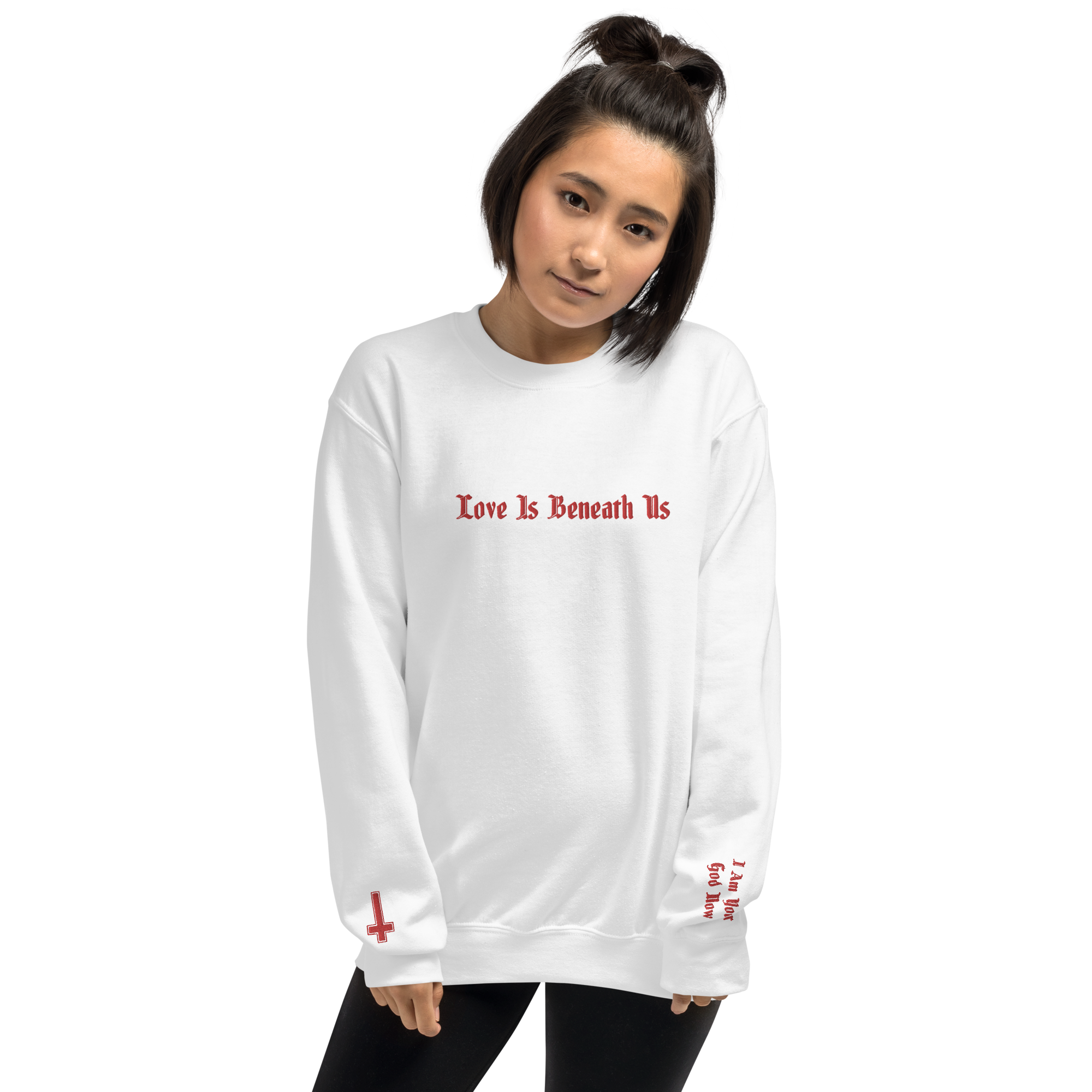 Love is Beneath Us Embroidered Sweatshirt Red Stitching | That Sik Luv | Jescie Hall | Officially Licensed |