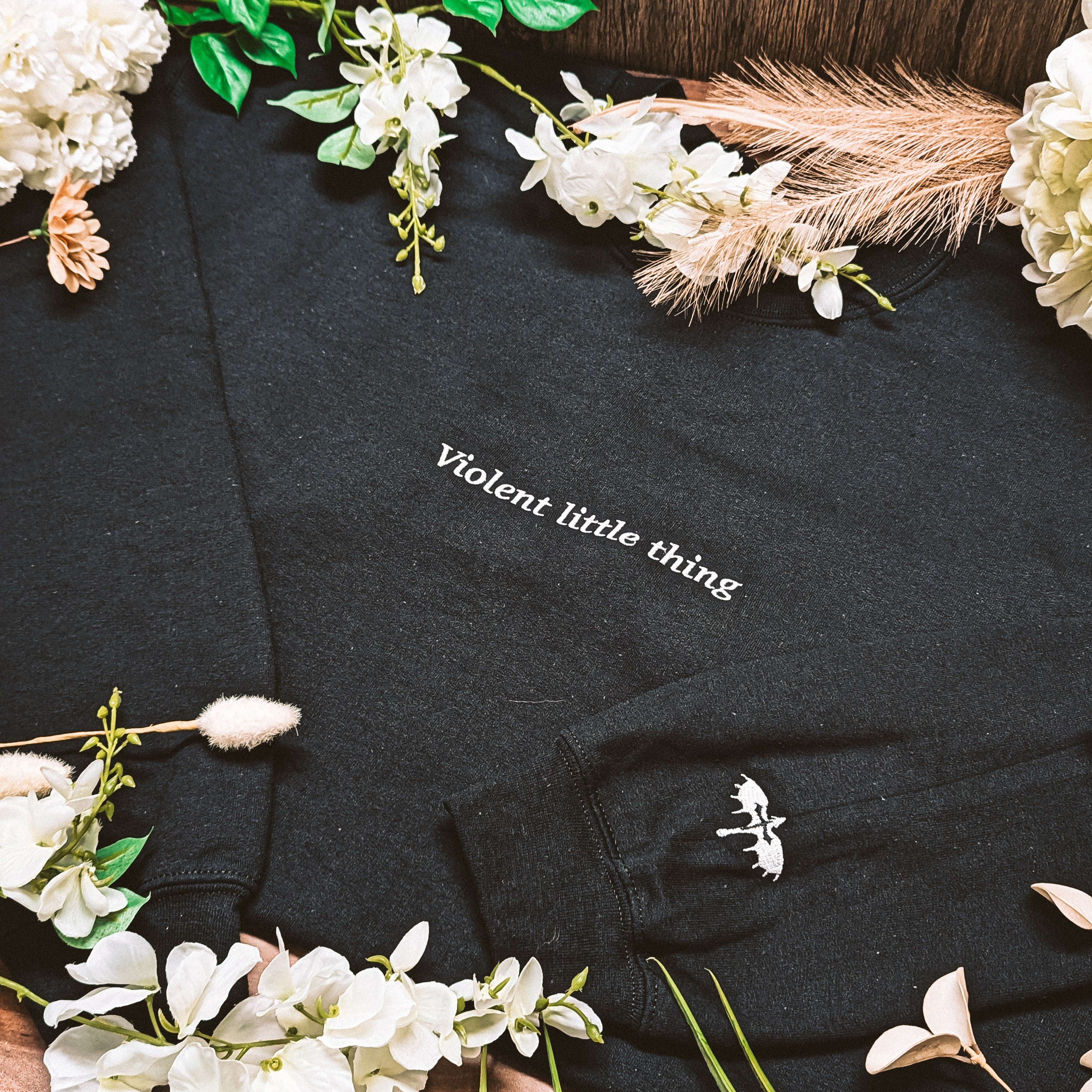 Violent Little Thing EMBROIDERED Sweatshirt Black | Fourth Wing | Rebecca Yarros | Officially Licensed