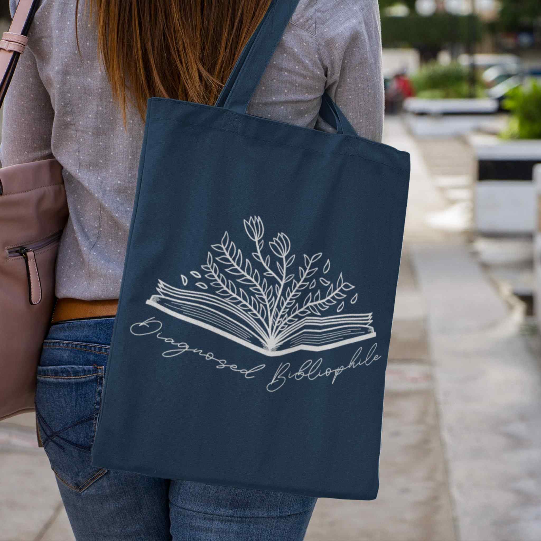 Diagnosed Bibliophile DENIM Tote Bag Library Bag