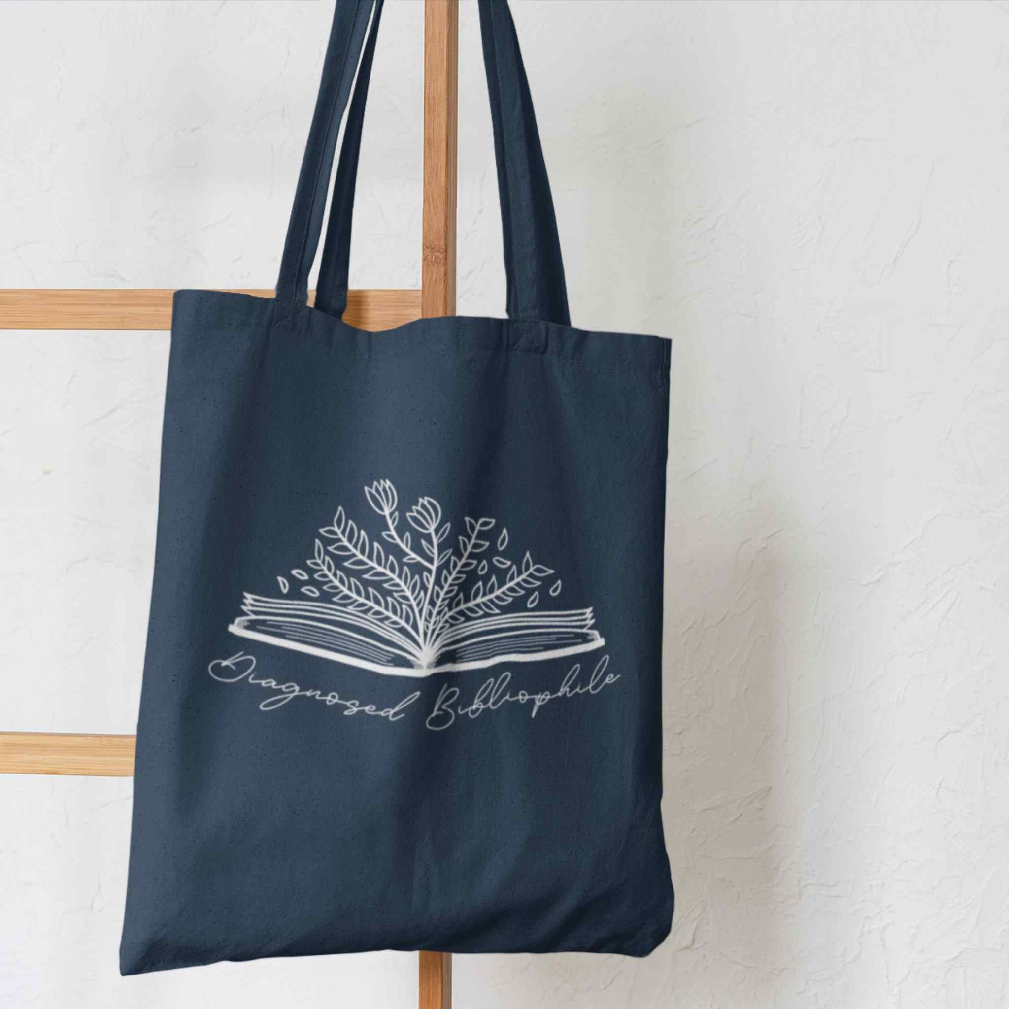 Diagnosed Bibliophile DENIM Tote Bag Library Bag