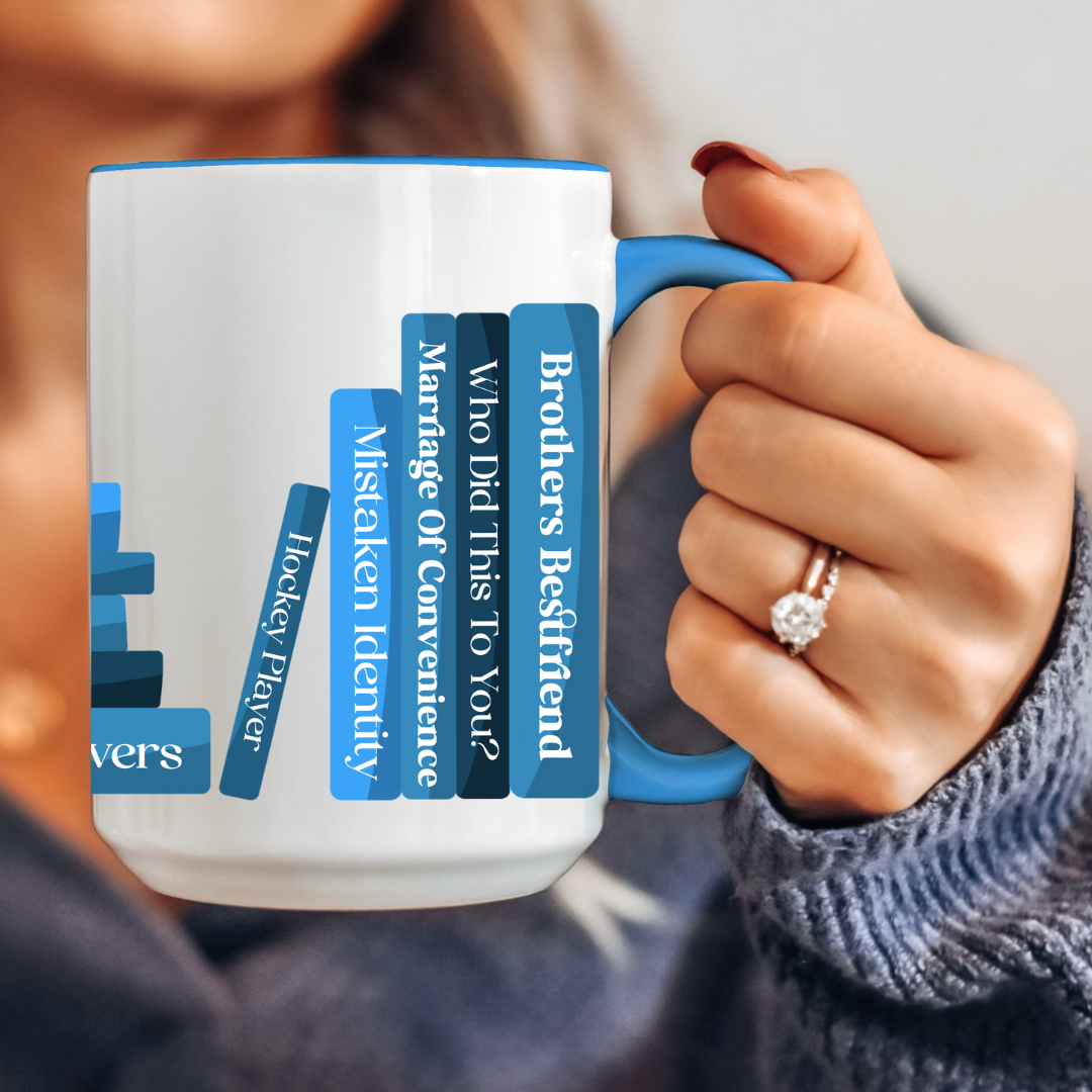 Book Trope Wrap Around Blue Mug 15oz 425ml