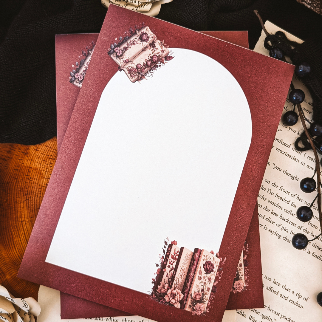 Burgundy Floral | A5 Notepad