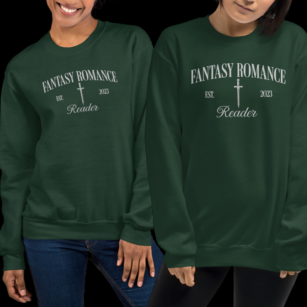 Fantasy Romance Reader Embroidered Sweatshirt Forest Green | Romance Reader Collection