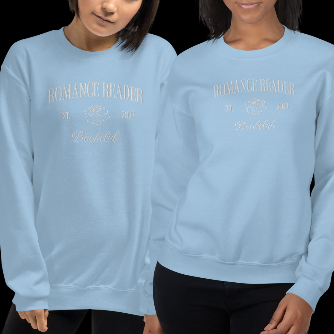 Romance Reader Embroidered Sweatshirt Blue | Romance Reader Collection