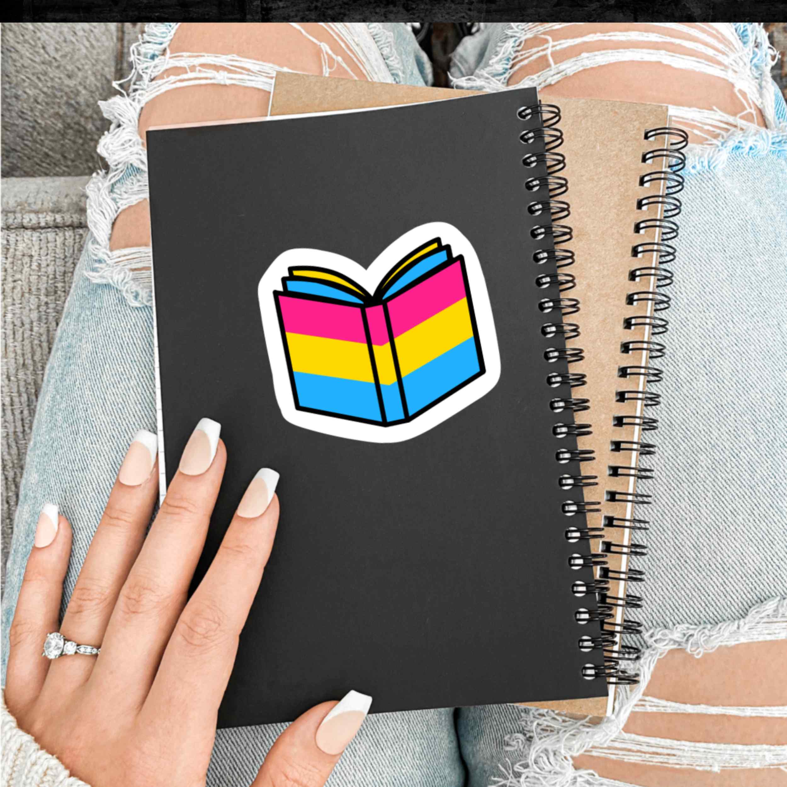 Pansexual Pride Flag Book Vinyl Sticker