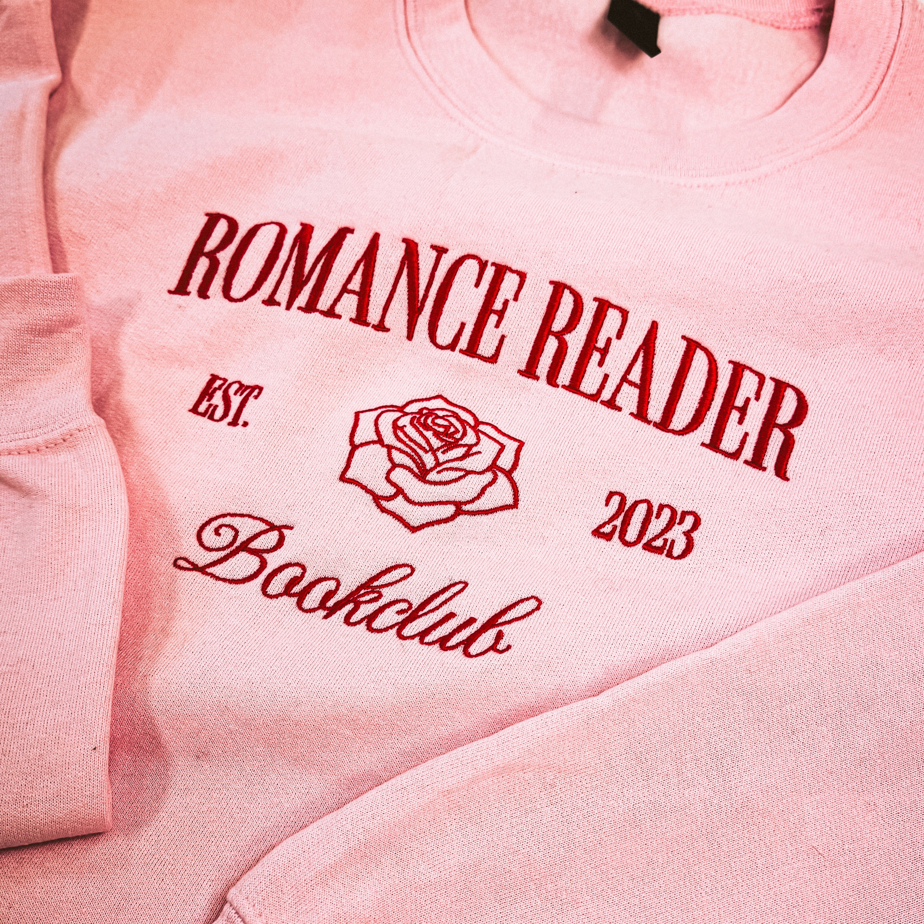 Romance Reader Embroidered Sweatshirt Pink | Romance Reader Collection