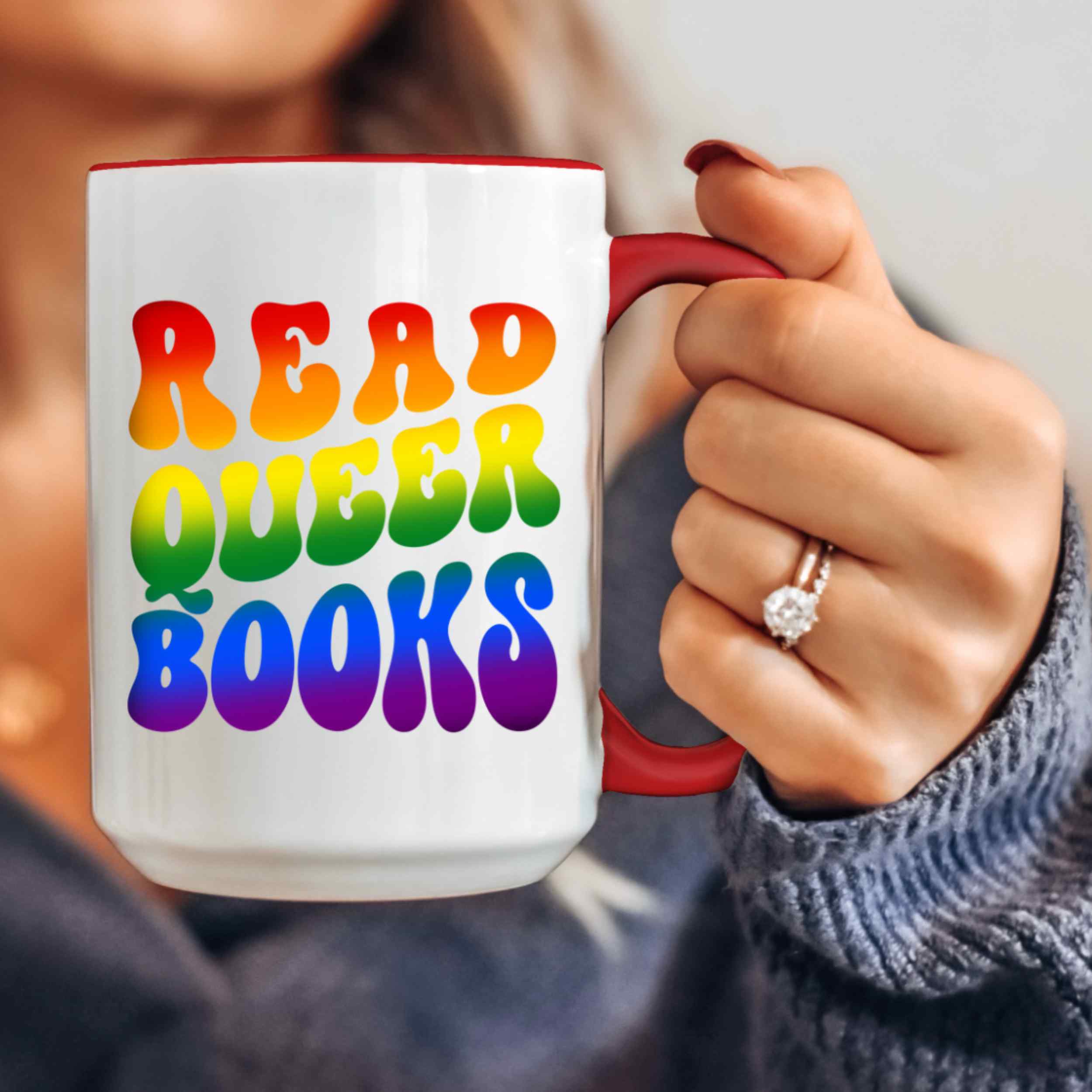 Read Queer Books Pride Mug 15oz 425ml