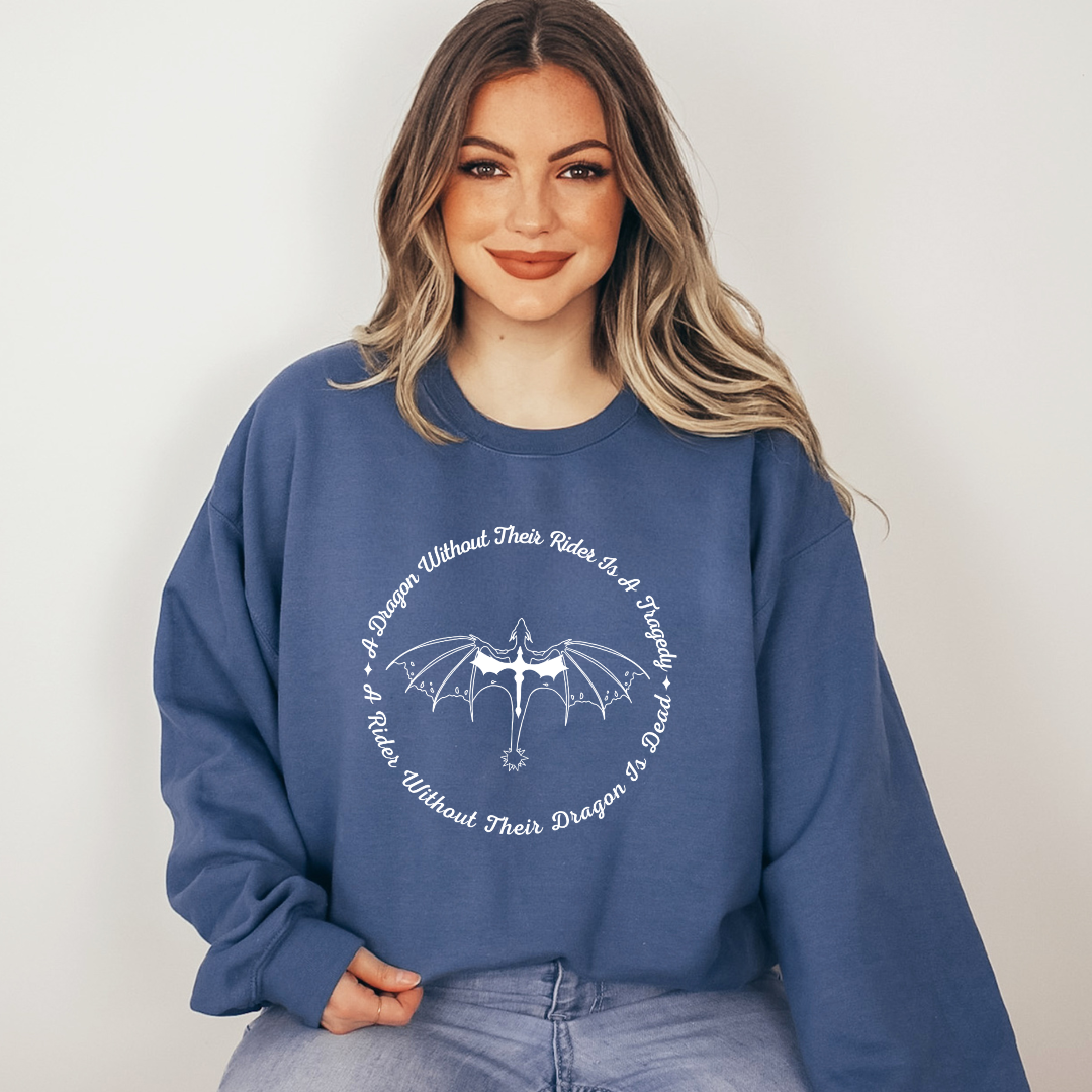 A Dragon Without Their Rider Printed Sweatshirt | Fourth Wing | Rebecca Yarros | Officially Licensed