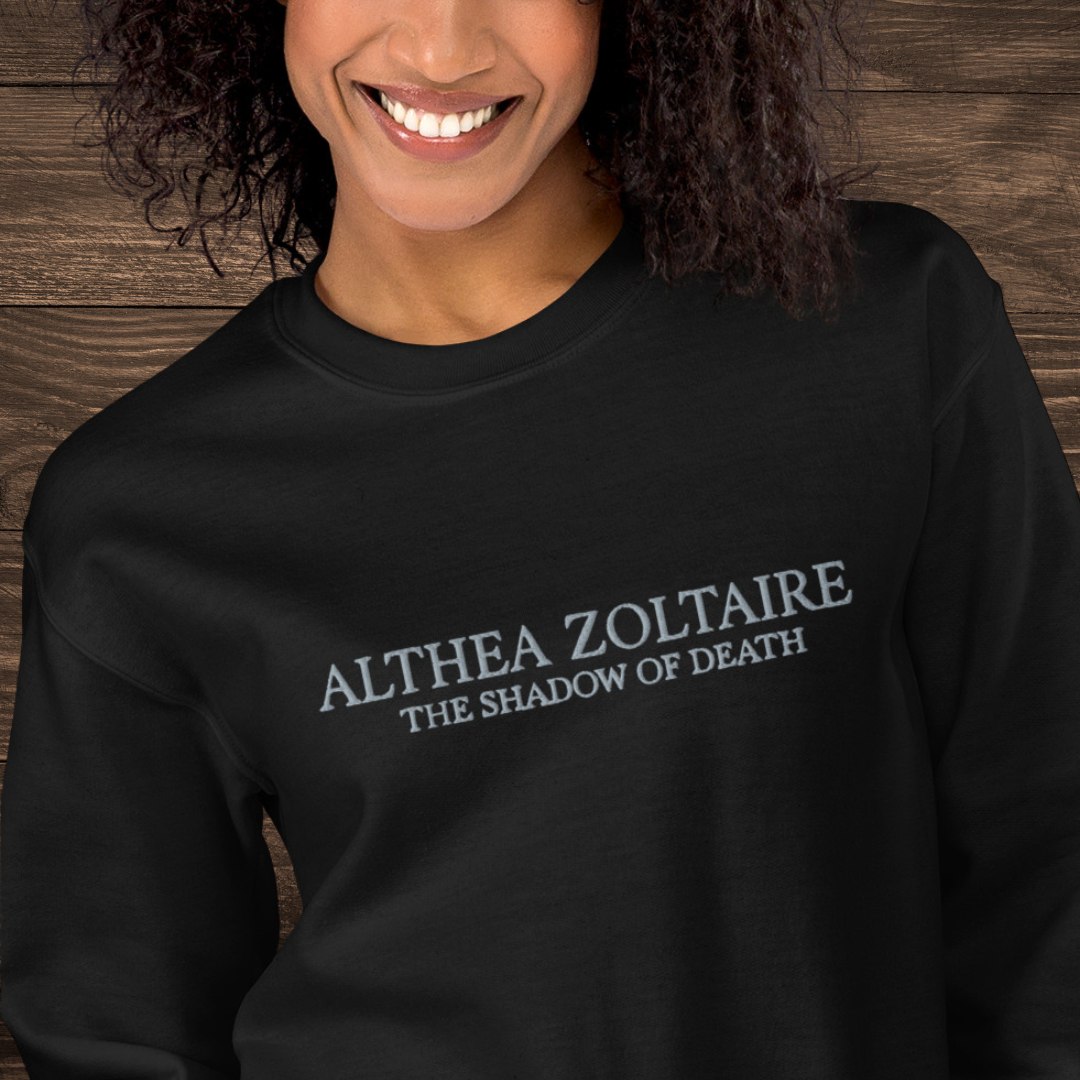 Althea Zoltaire Embroidered Sweatshirt Black | The Legends of Thezmarr | Helen Scheuerer | Officially Licensed