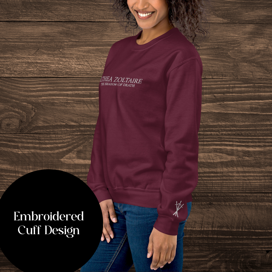 Althea Zoltaire Embroidered Sweatshirt Maroon | The Legends of Thezmarr | Helen Scheuerer | Officially Licensed