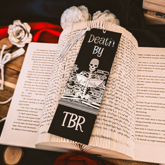 Death By TBR Silver Foiled Bookmark with Tassel