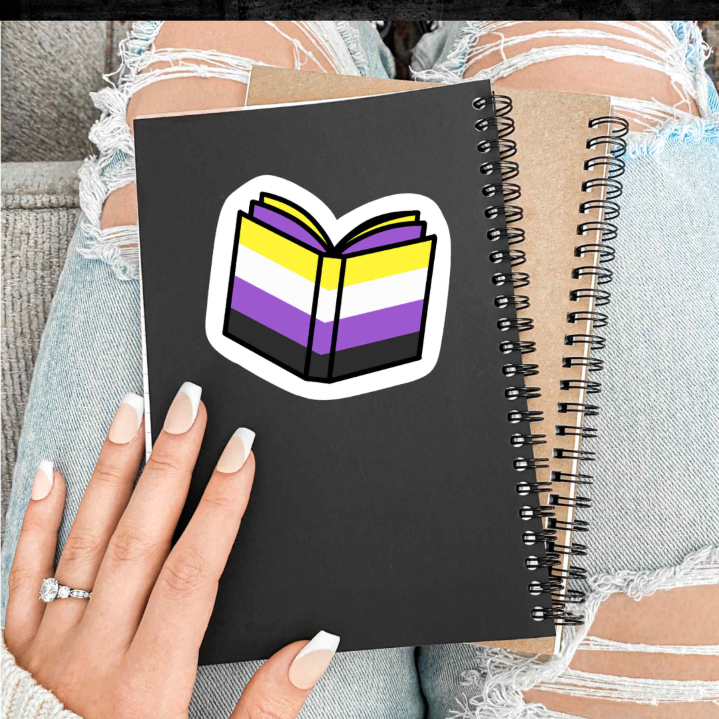 Non binary Flag Book Pride Sticker