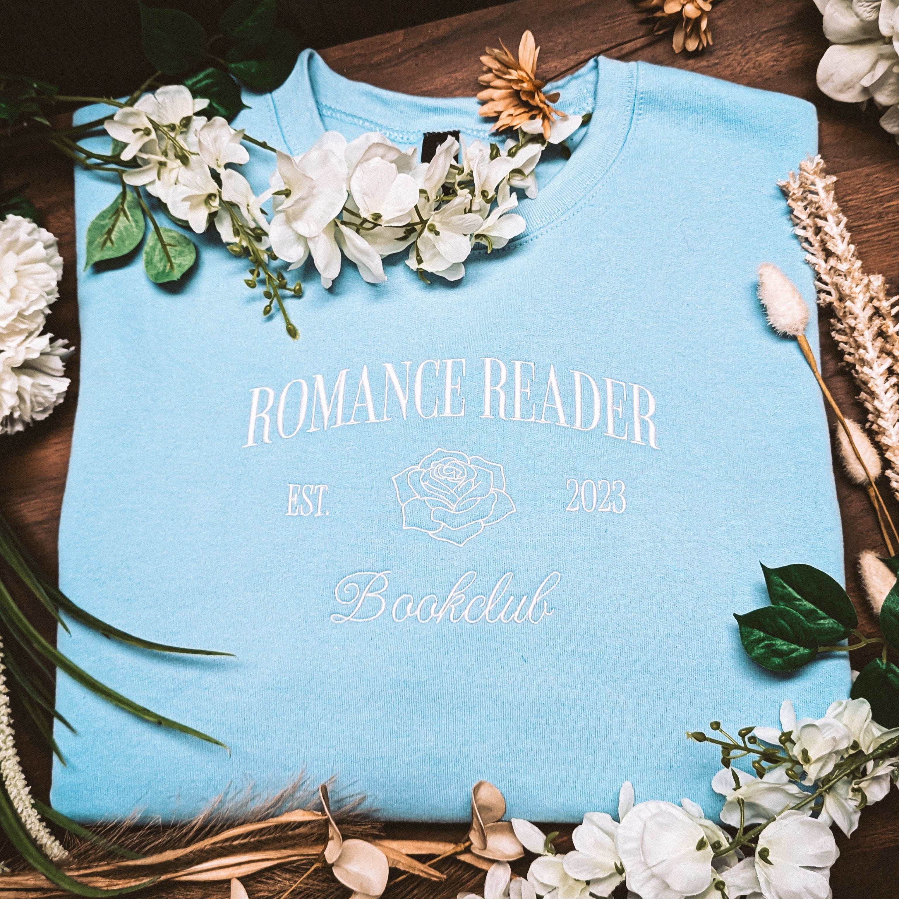 Romance Reader Embroidered Sweatshirt Blue | Romance Reader Collection