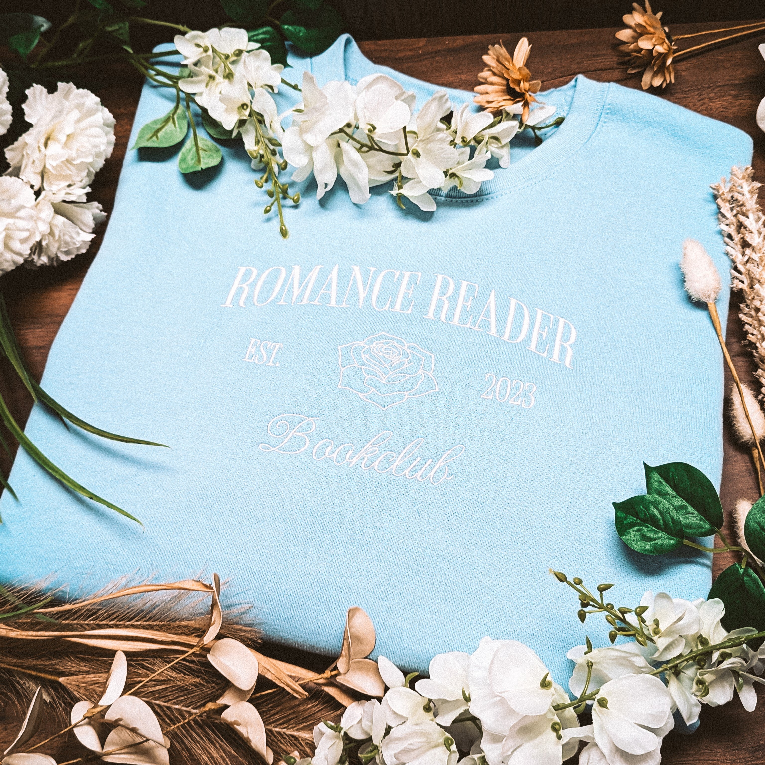 Romance Reader Embroidered Sweatshirt Blue | Romance Reader Collection