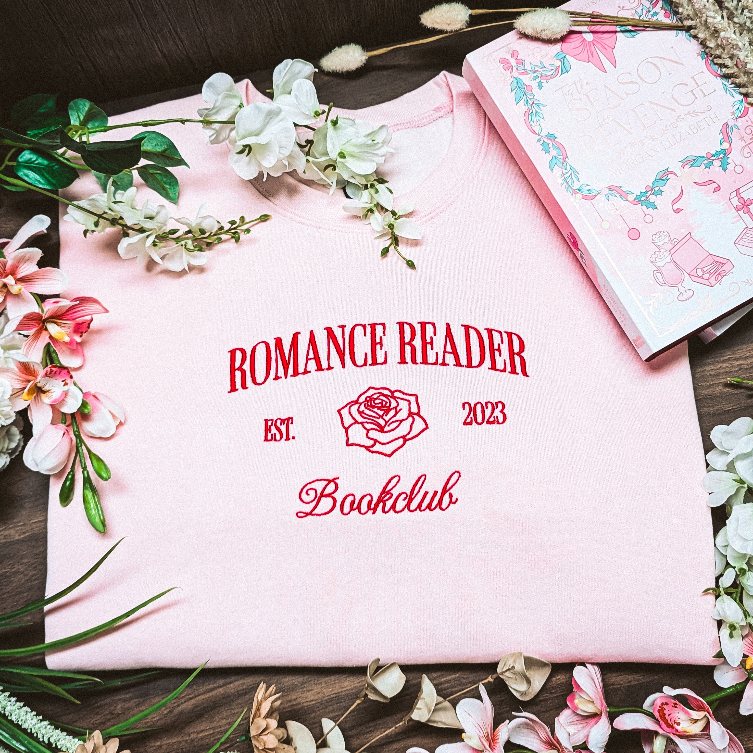 Romance Reader Embroidered Sweatshirt Pink | Romance Reader Collection