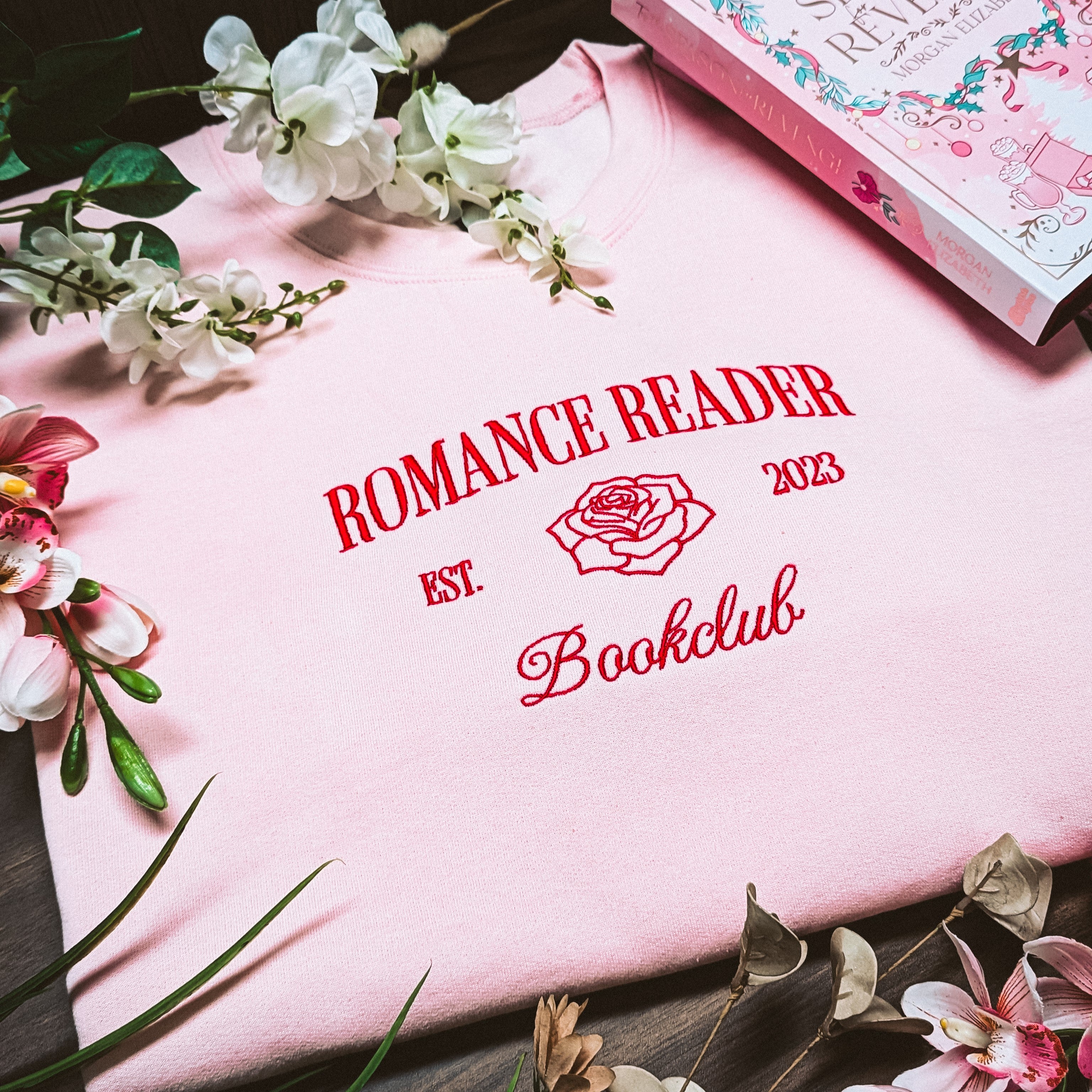 Romance Reader Embroidered Sweatshirt Pink | Romance Reader Collection