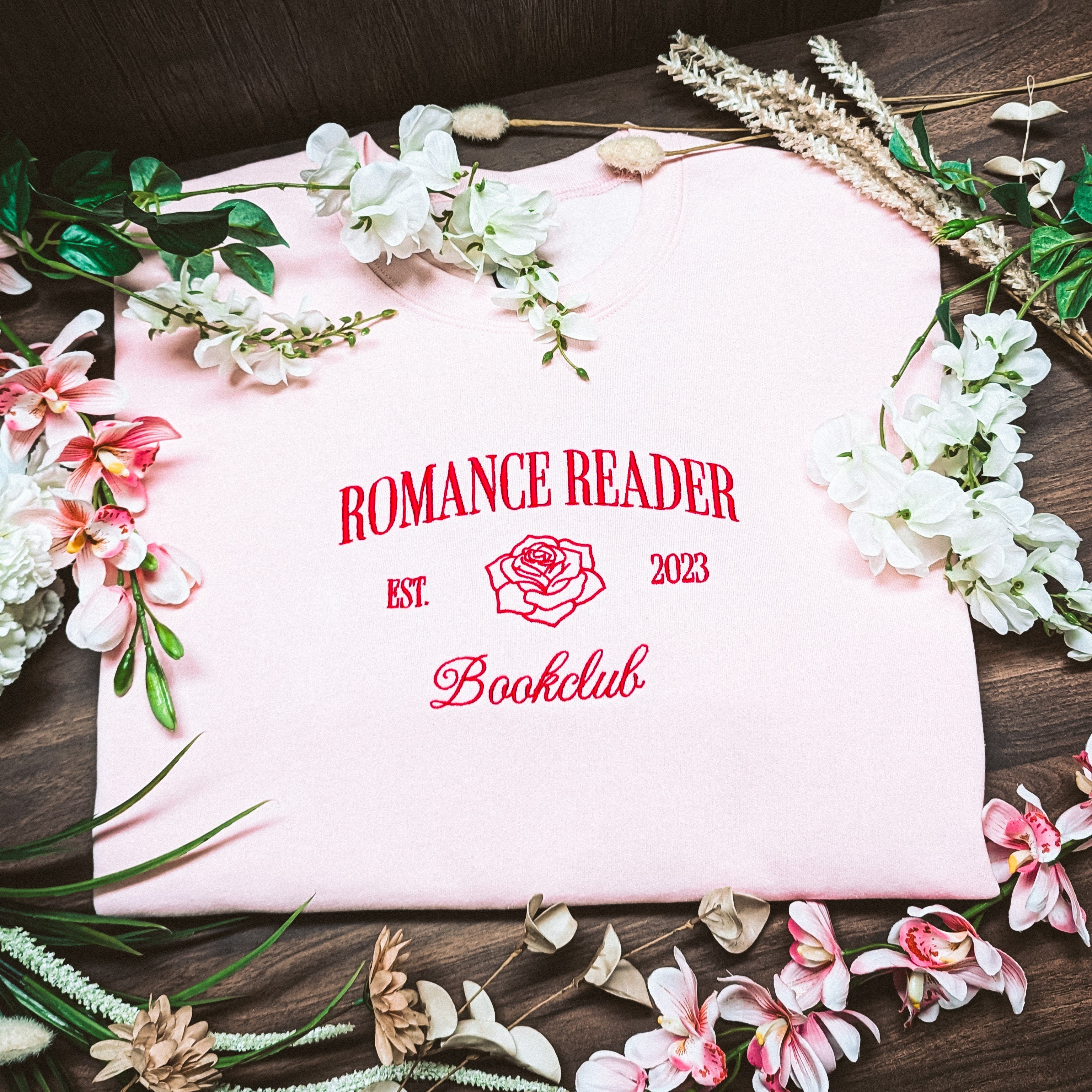 Romance Reader Embroidered Sweatshirt Pink | Romance Reader Collection