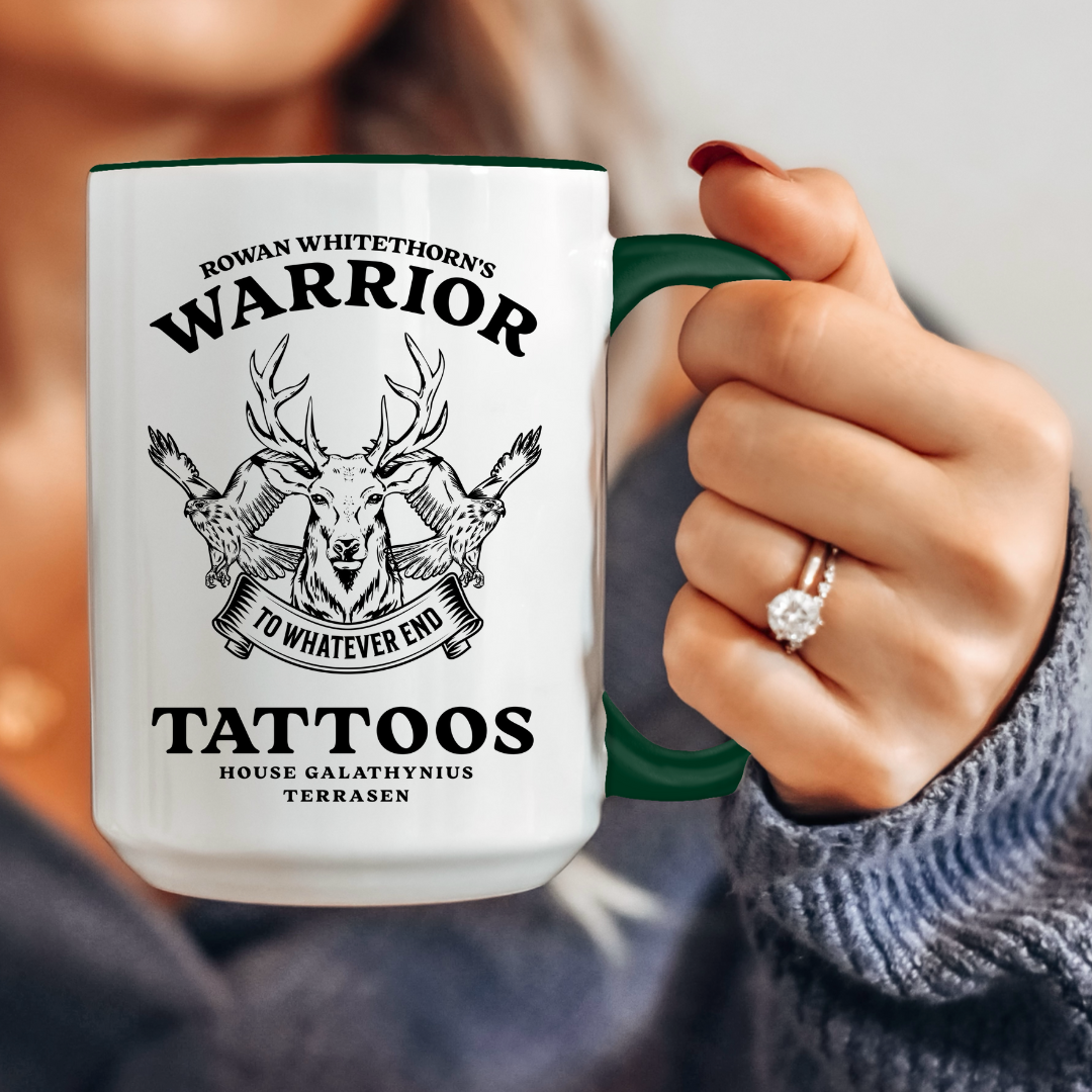 Rowan Whitethorn Warrior Tattoos Mug 15oz 425ml