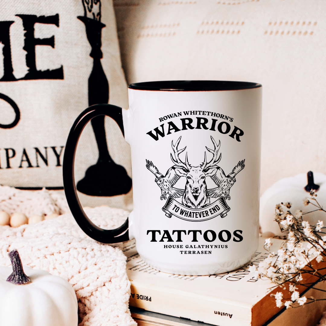 Rowan Whitethorn Warrior Tattoos Mug 15oz 425ml