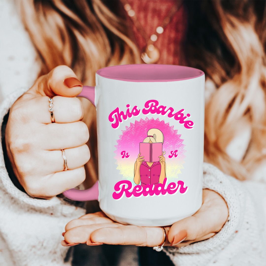 This Barbie Is A Reader Pink Mug 15oz 425ml