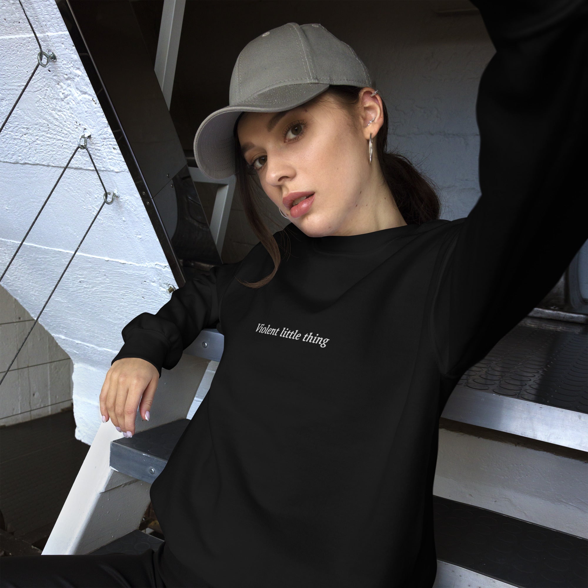 Violent Little Thing EMBROIDERED Sweatshirt Black | Fourth Wing | Rebecca Yarros | Officially Licensed