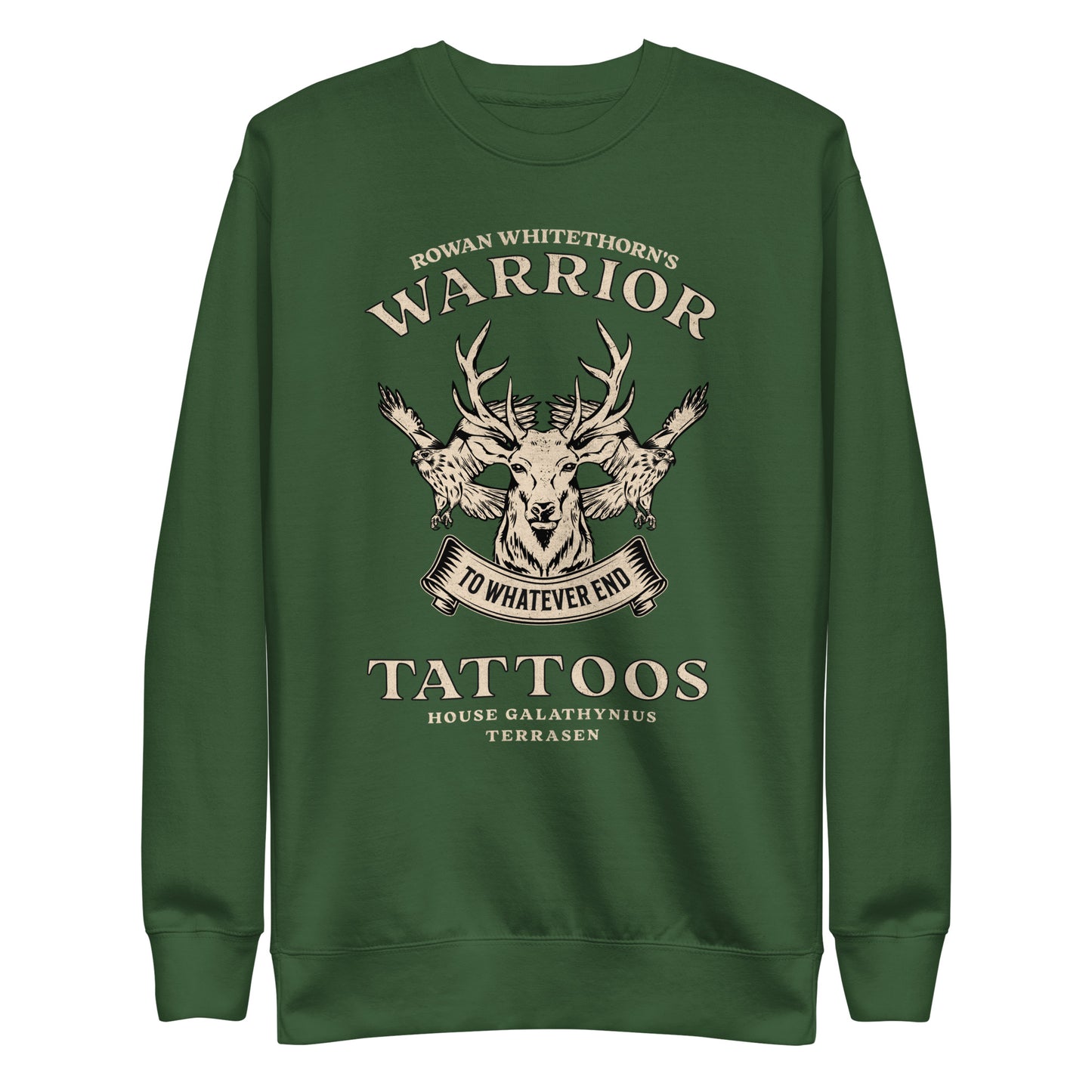 Rowan's Warrior Tattoos Sweatshirt Forest Green